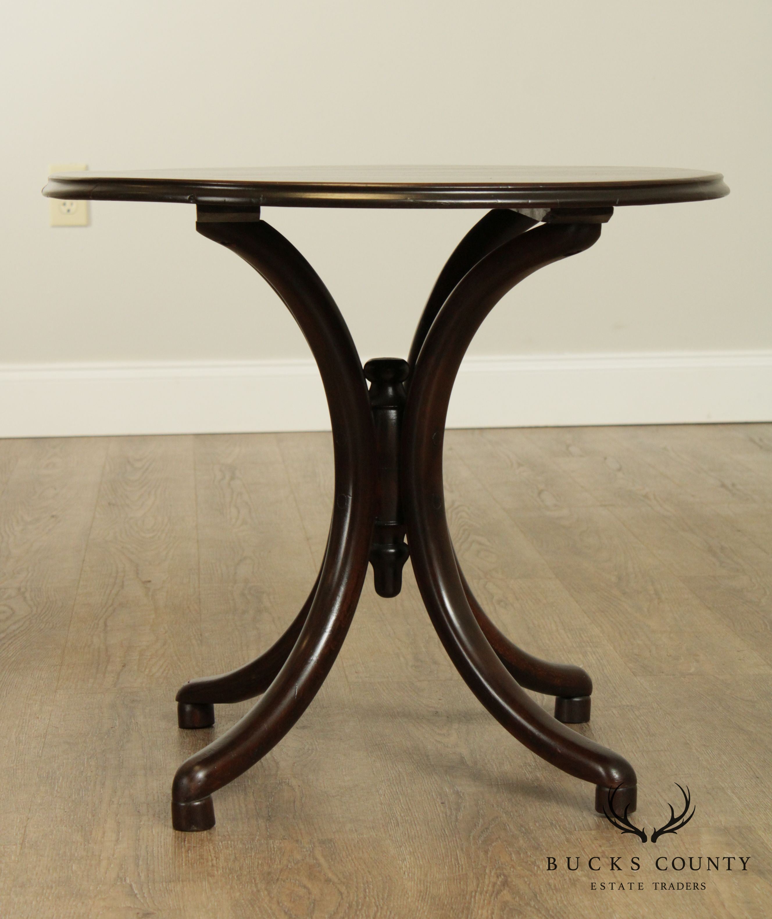 Thonet Round Bentwood Base Antique Side Table