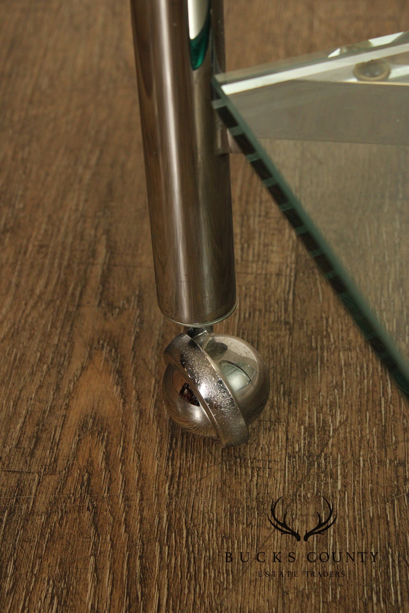 Mid Century Modern Style Chrome & Glass Cart