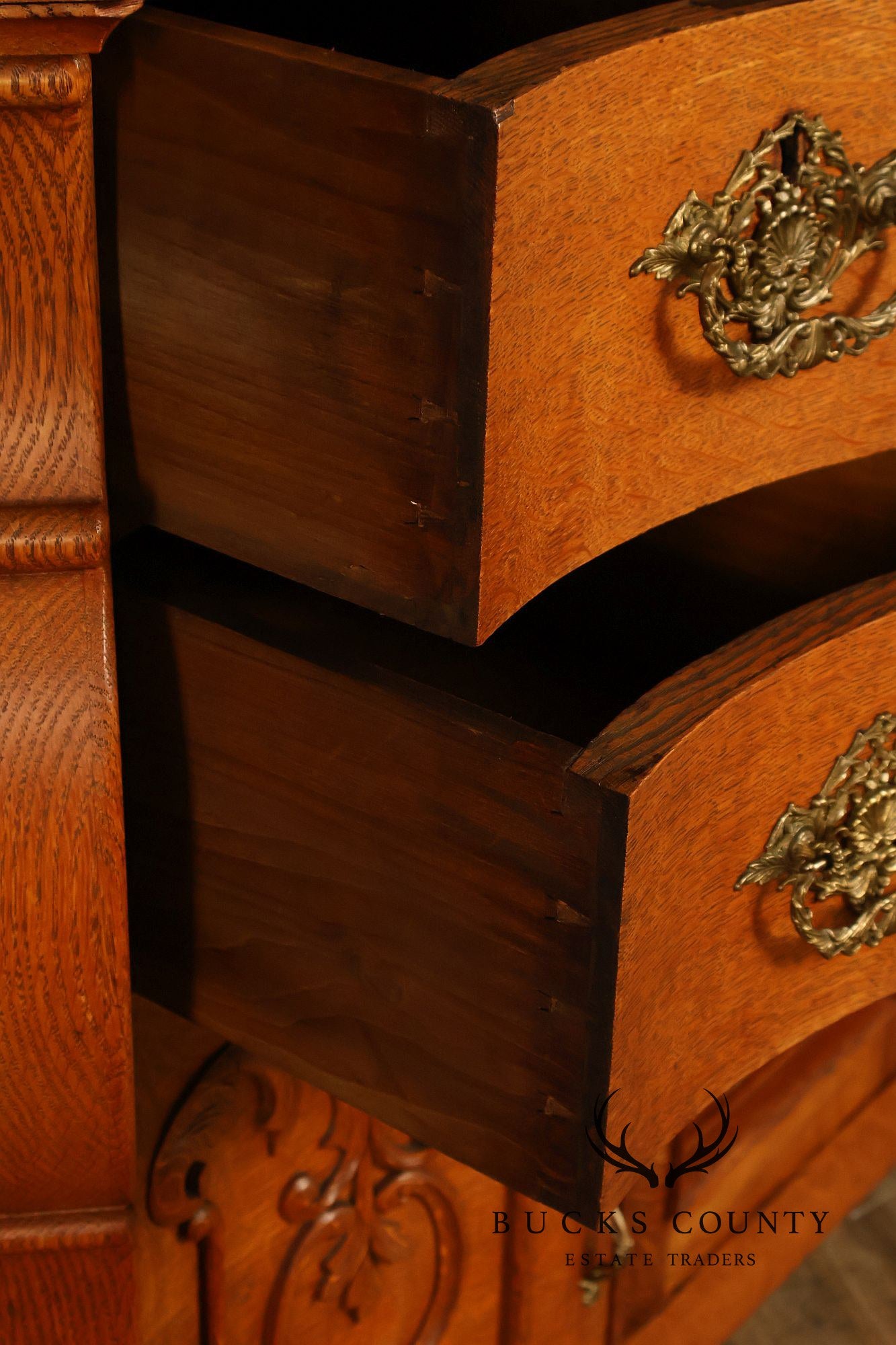 Antique Renaissance Revival Oak Sideboard with Mirrored Back