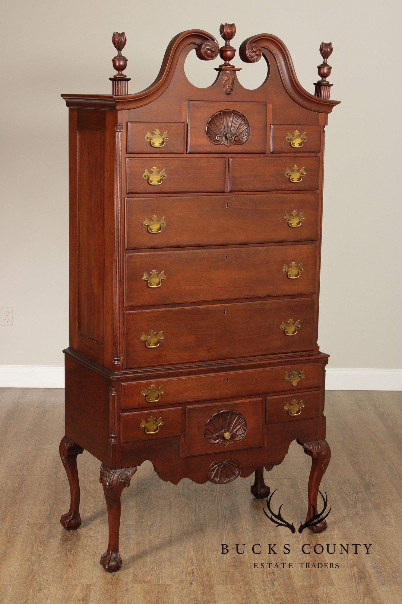 Feldenkrais Chippendale Style Mahogany Highboy Chest