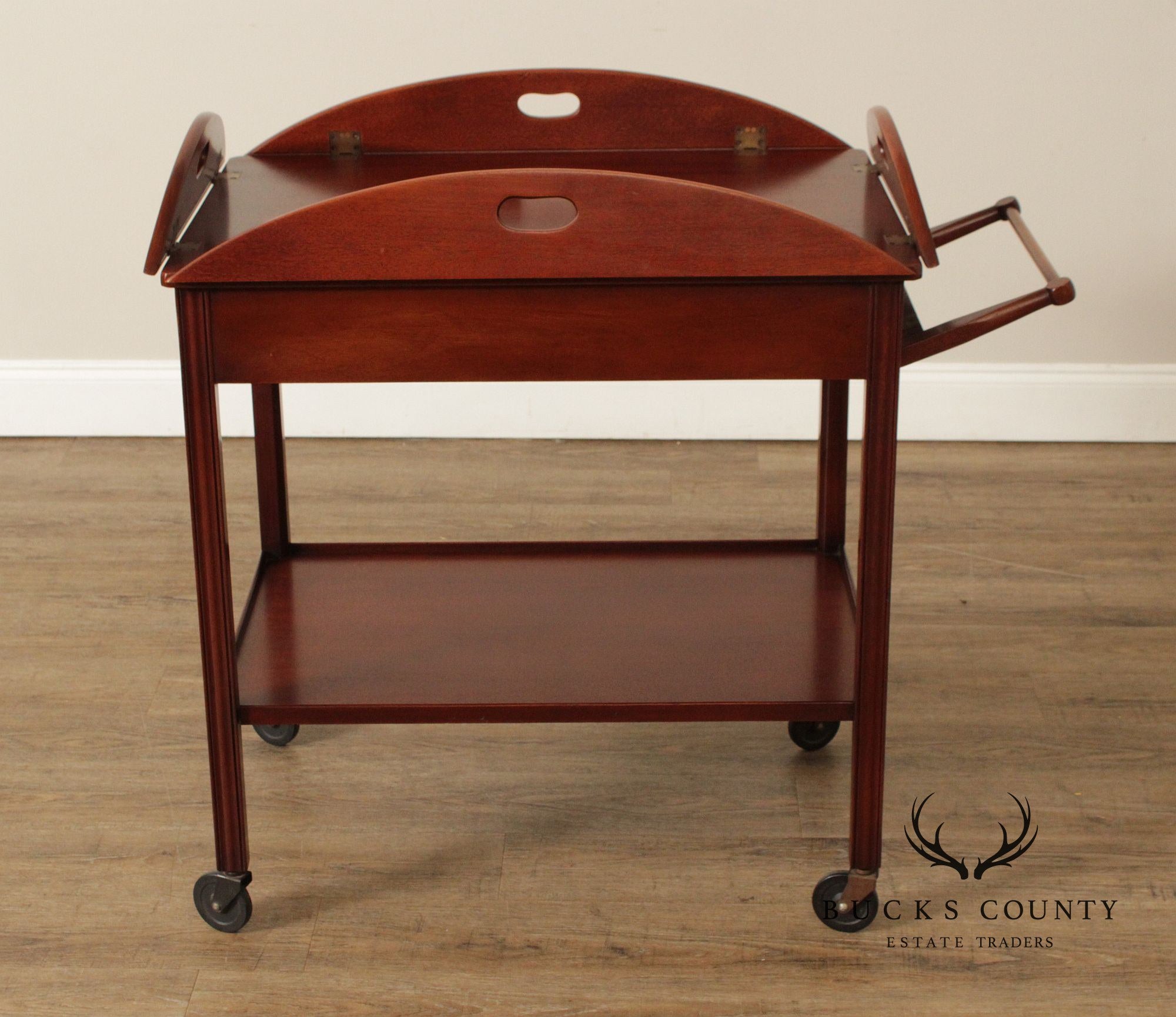 Chippendale Style  Vintage Mahogany Butler's Tray Bar Cart