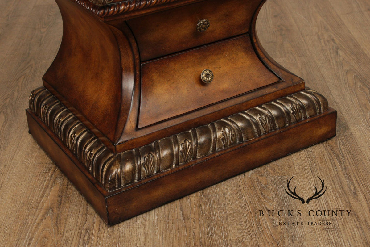 Regency Style Burlwood Bombe Four-Drawer Accent Chest