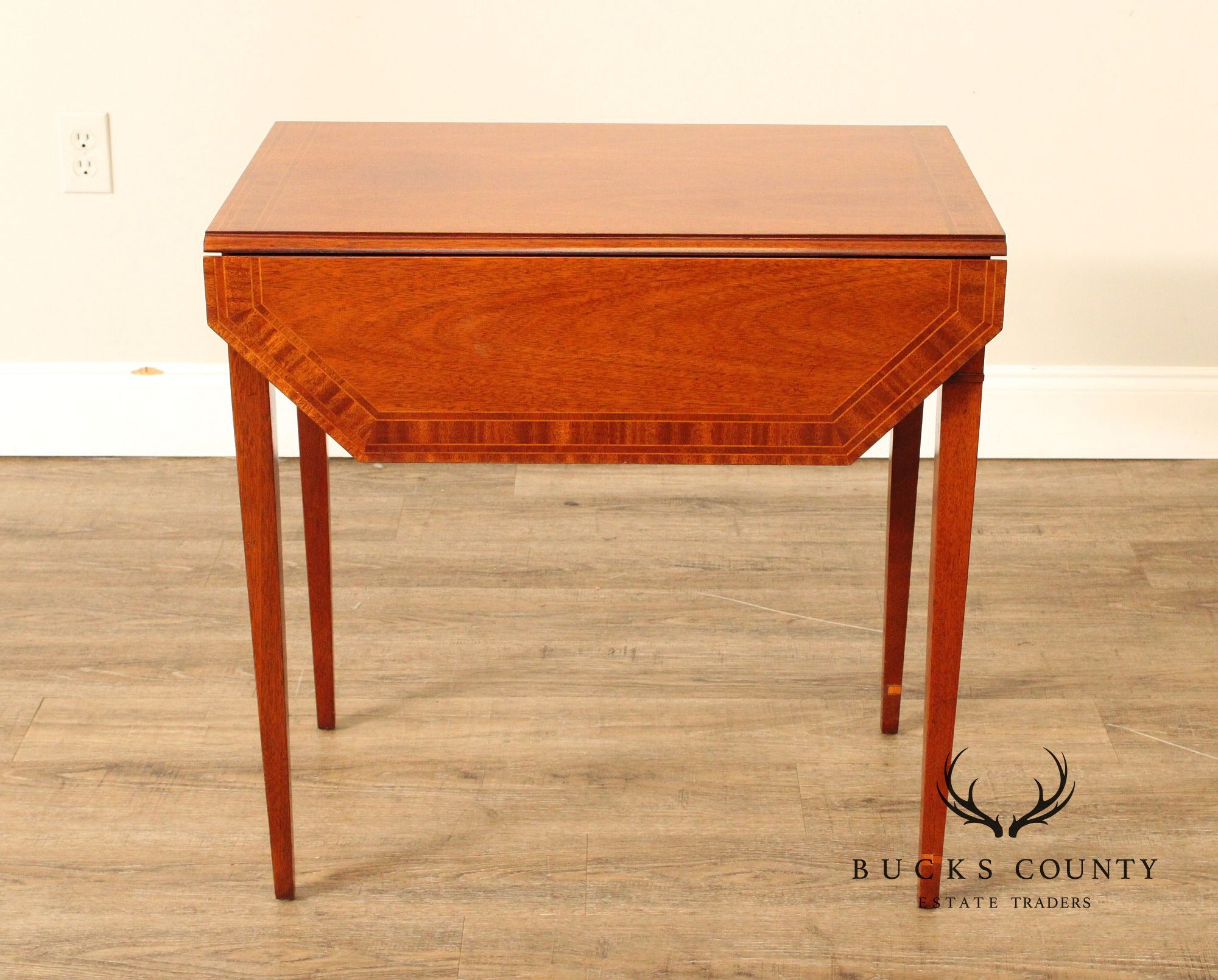 Councill Federal Style Pair of Inlaid Mahogany Pembroke Side Tables