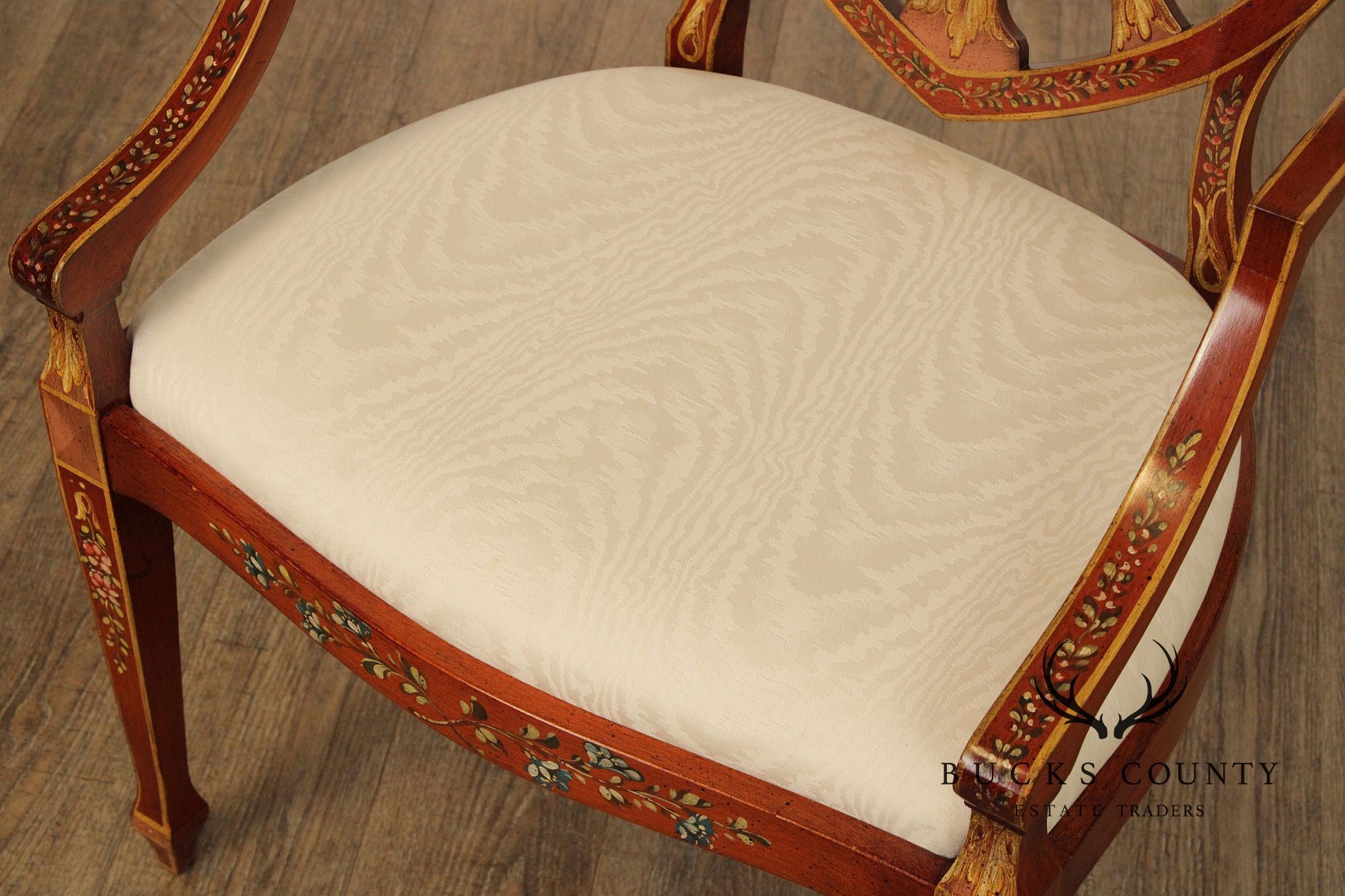 Casa Stradivari Painted Hepplewhite Style Shield Back Pair Of Armchairs