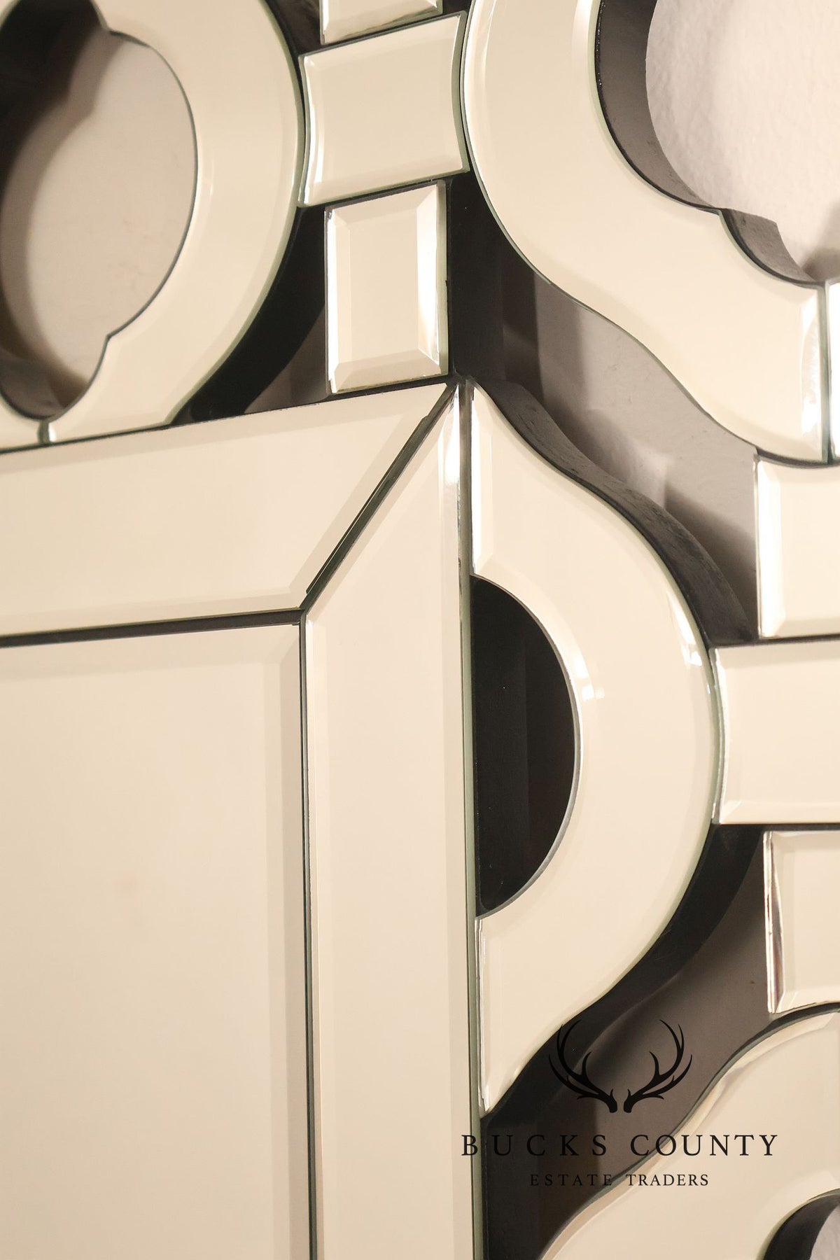 Bassett Hollywood Regency Wall Mirror With Geometric Fretwork
