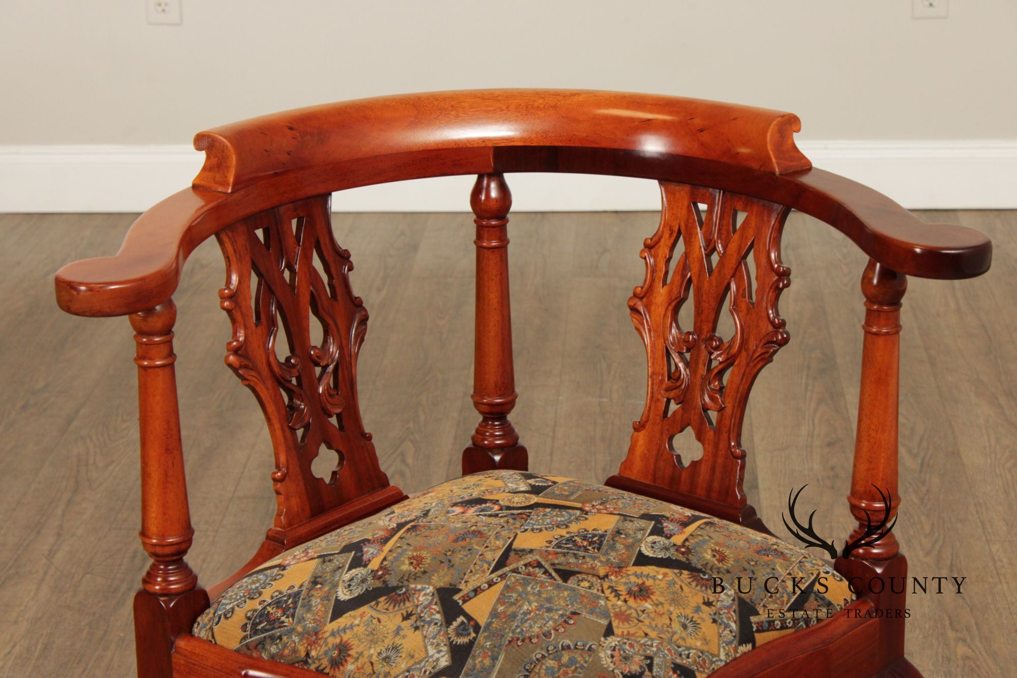 Chippendale Style Pair Of Mahogany Ball And Claw Corner Chairs