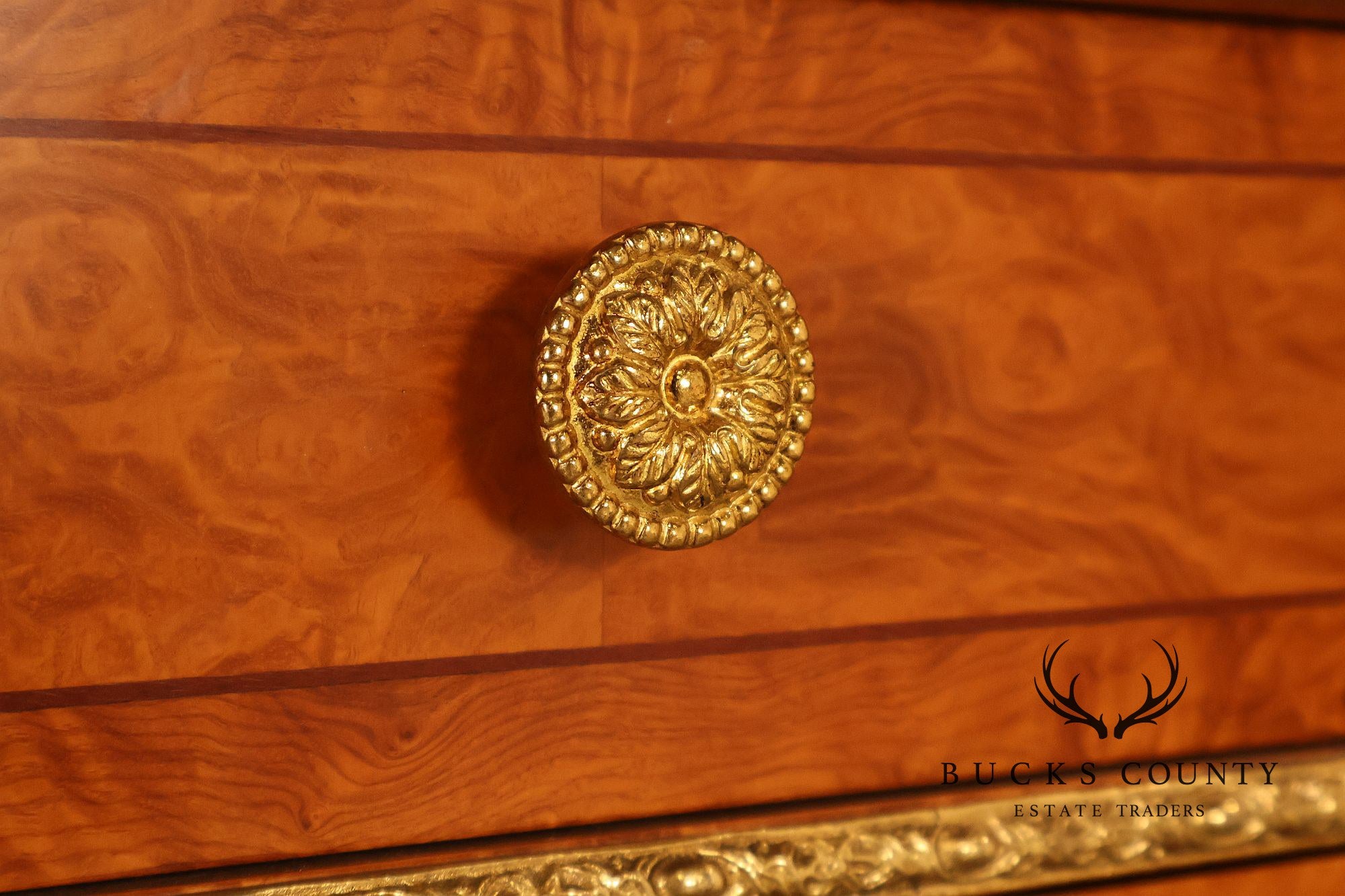 Italian Neoclassical Style Burl Wood Sideboard Credenza