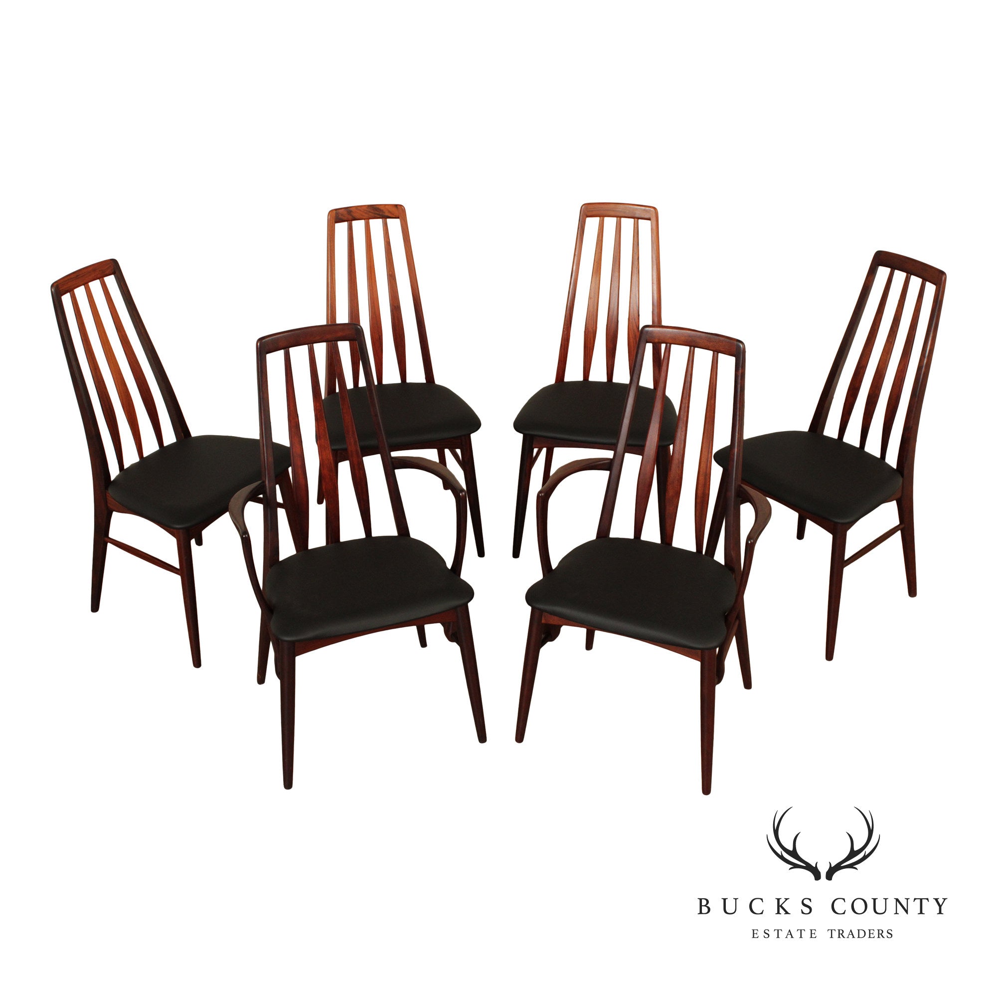 Niels Koefoed Danish Modern Set of Six Rosewood Eva Dining Chairs