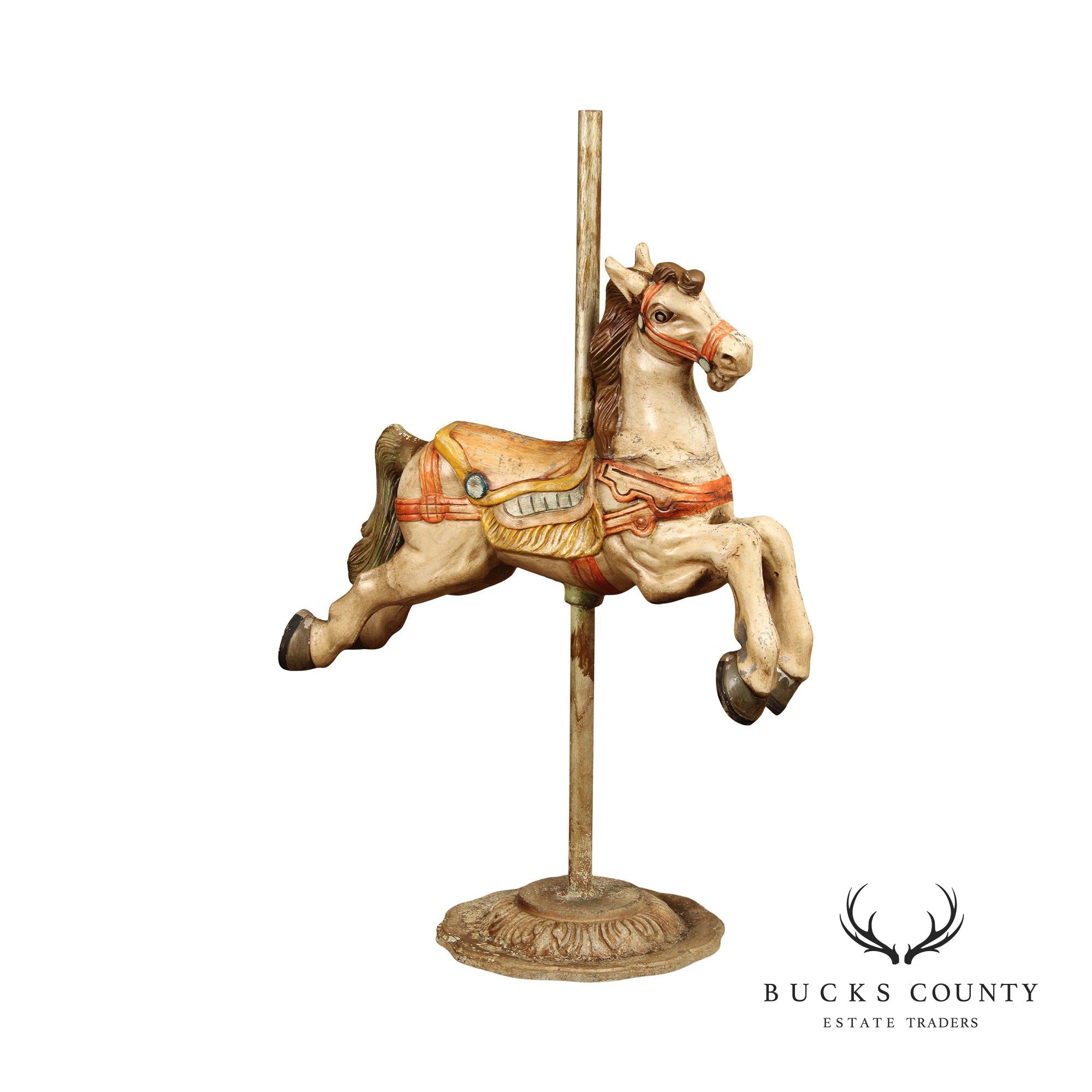 Vintage Painted Cast Aluminum Carousel Horse