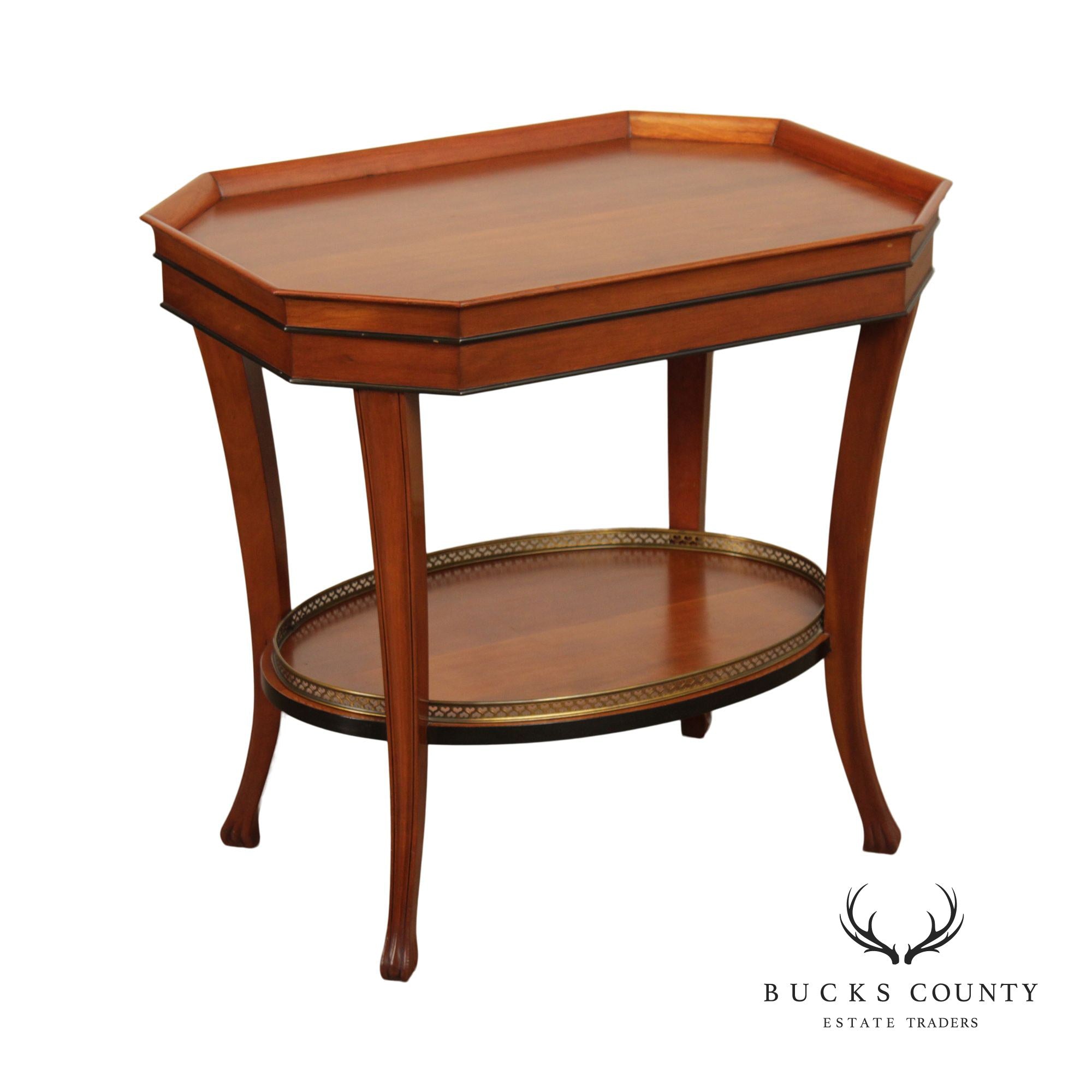 Regency Style Two-Tier Cherry Accent Side Table