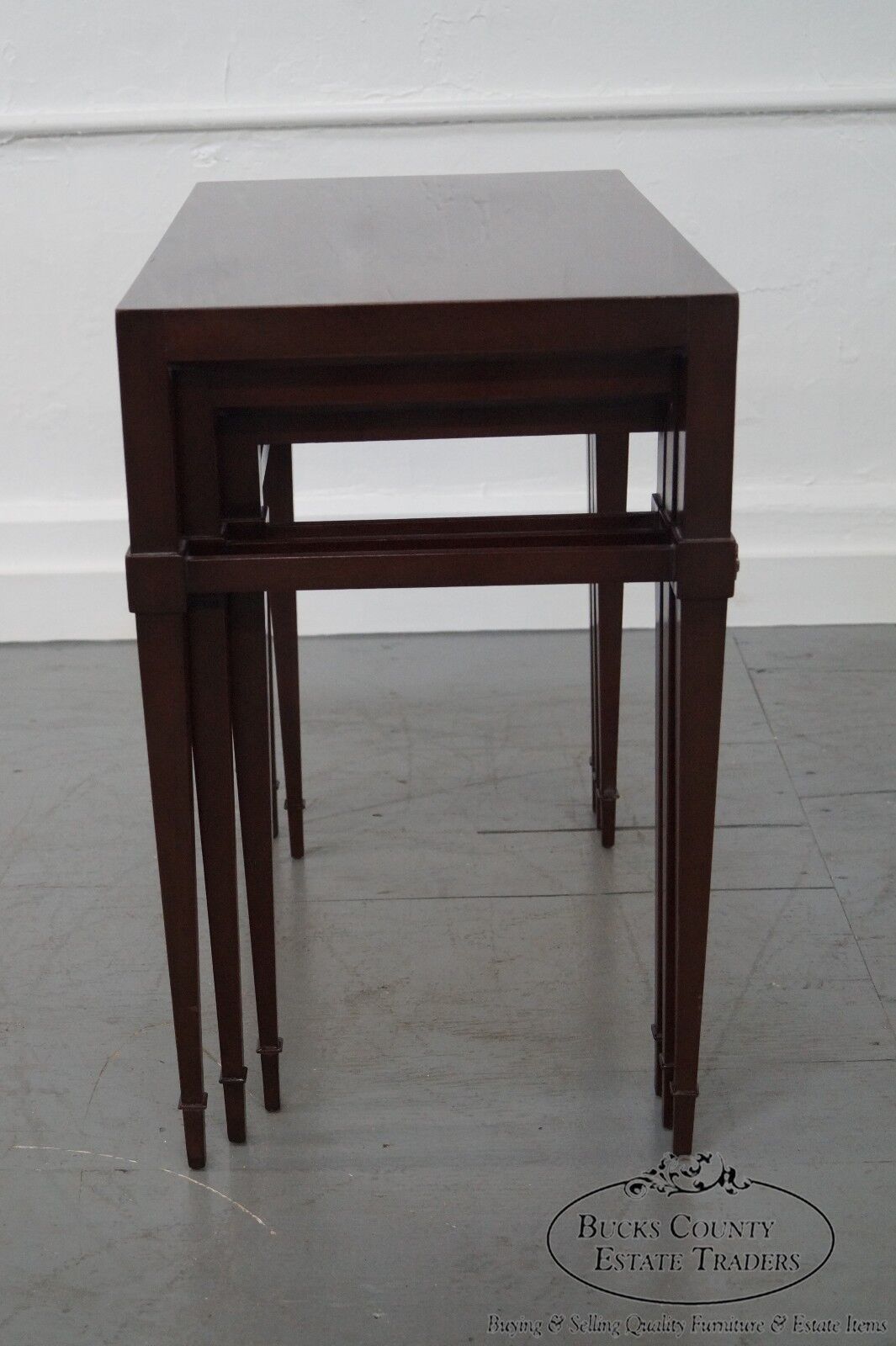 Tommi Parzinger 3 Nesting Mahogany Tables signed Charak Modern