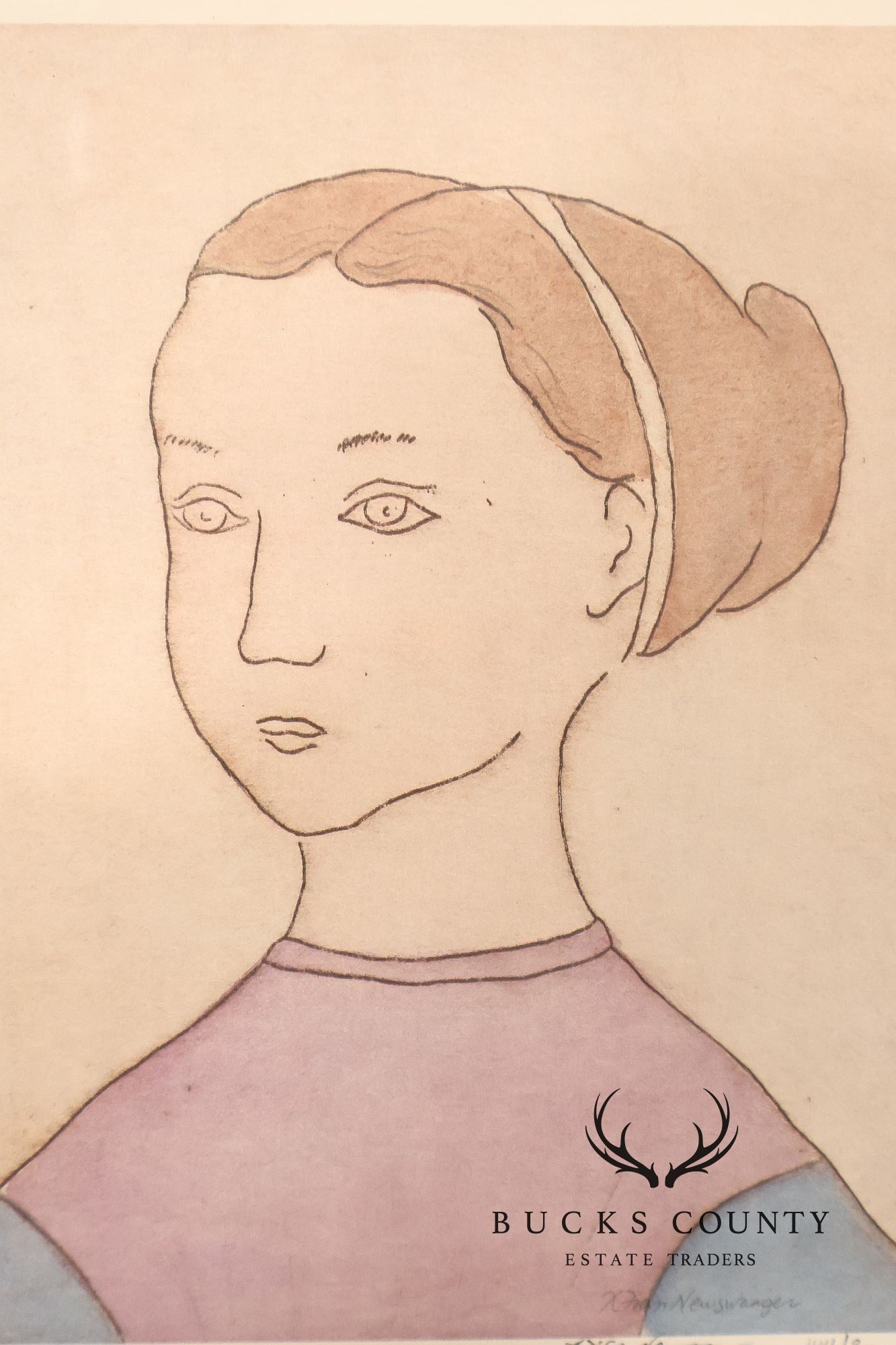 Xtian Newswanger Amish Folk Art Style Print, 'Katie Glick'