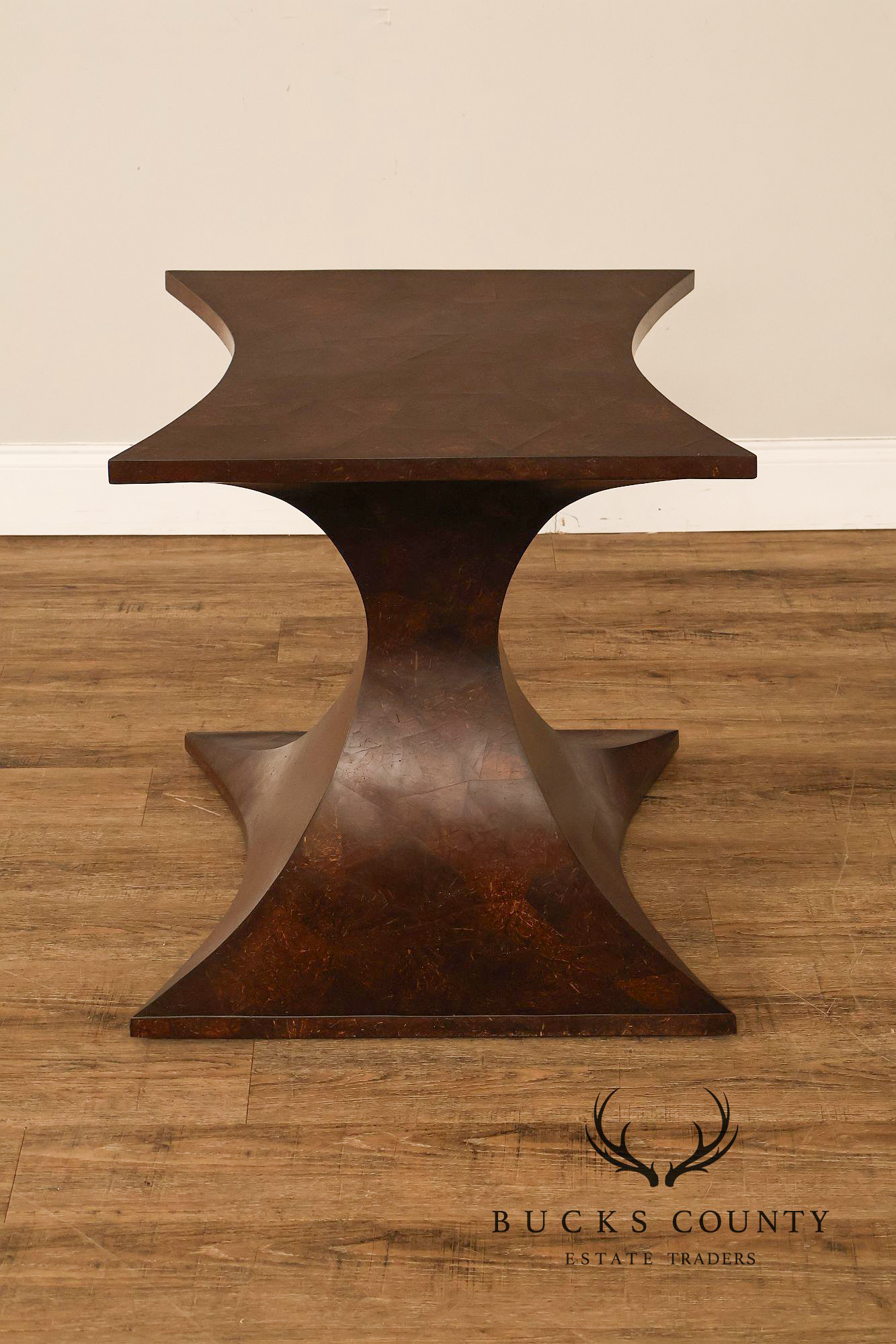 Sculptural Pair Of Coconut Shell Veneer Side Tables