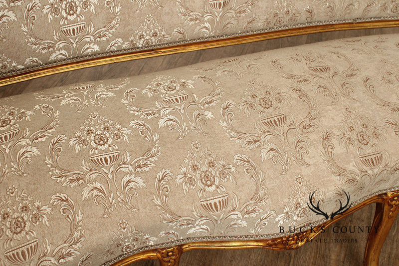 French Louis XV Style Carved Giltwood Sofa