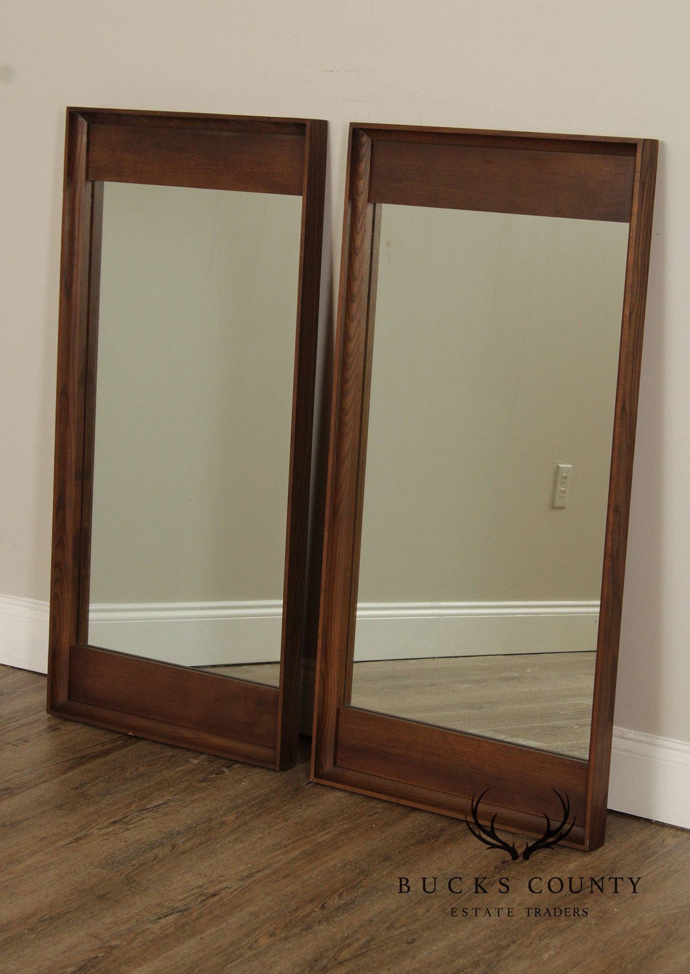 Mid Century Modern Pair of Walnut Mirrors