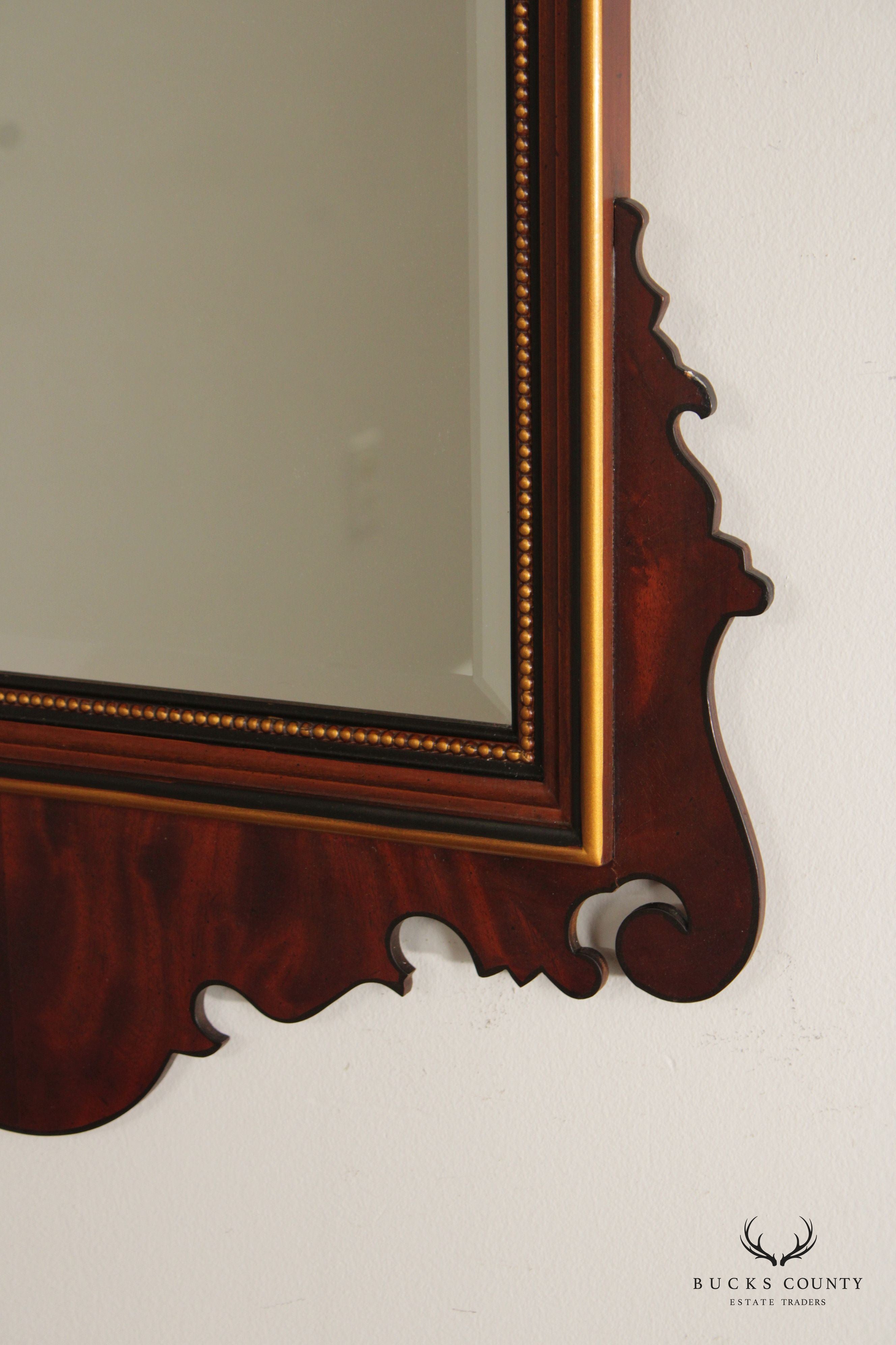 Drexel Heritage 'Devoncourt' Chippendale Style Mahogany Inlaid Wall Mirror