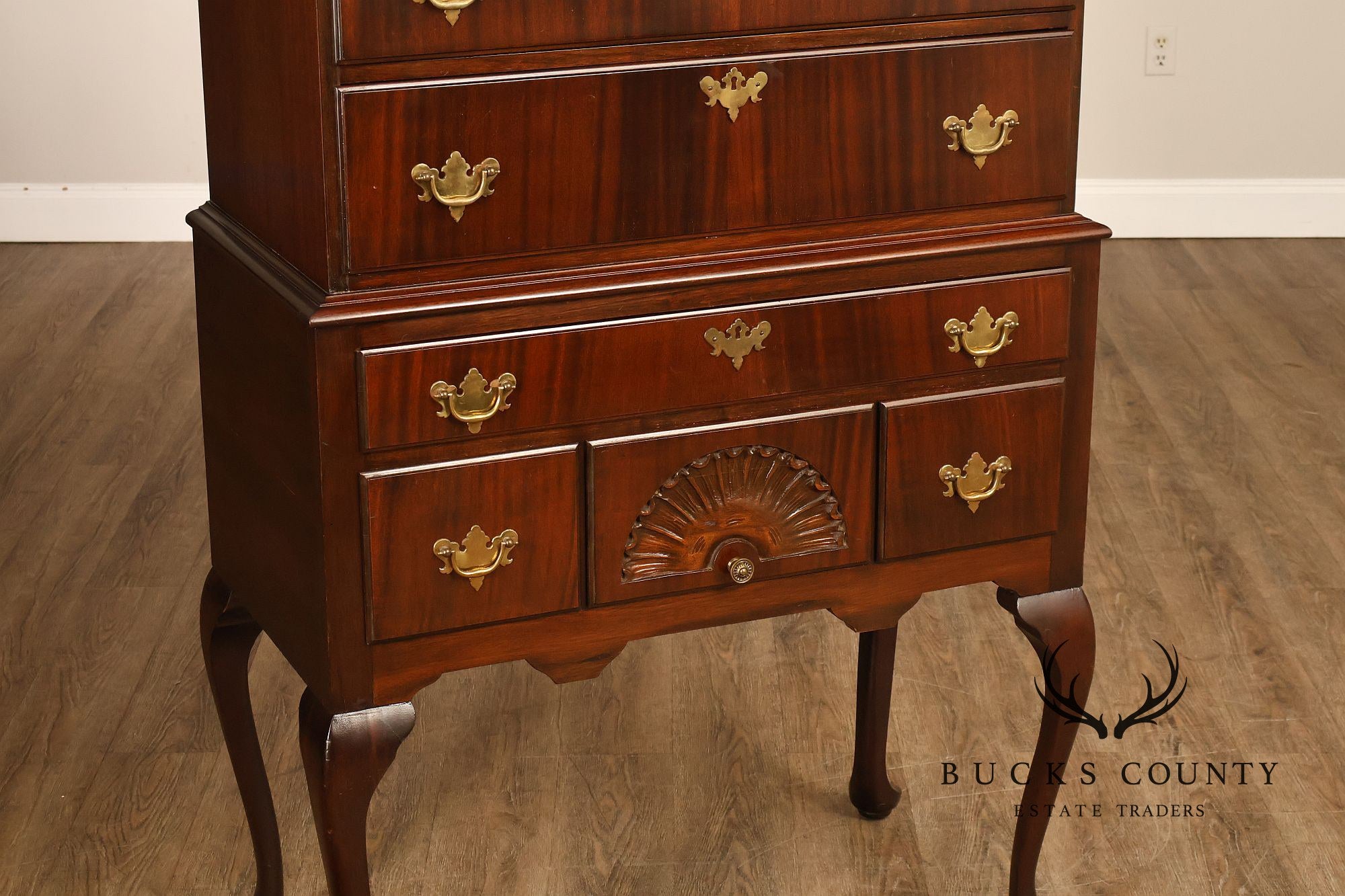 Queen Anne Style Mahogany Highboy Chest