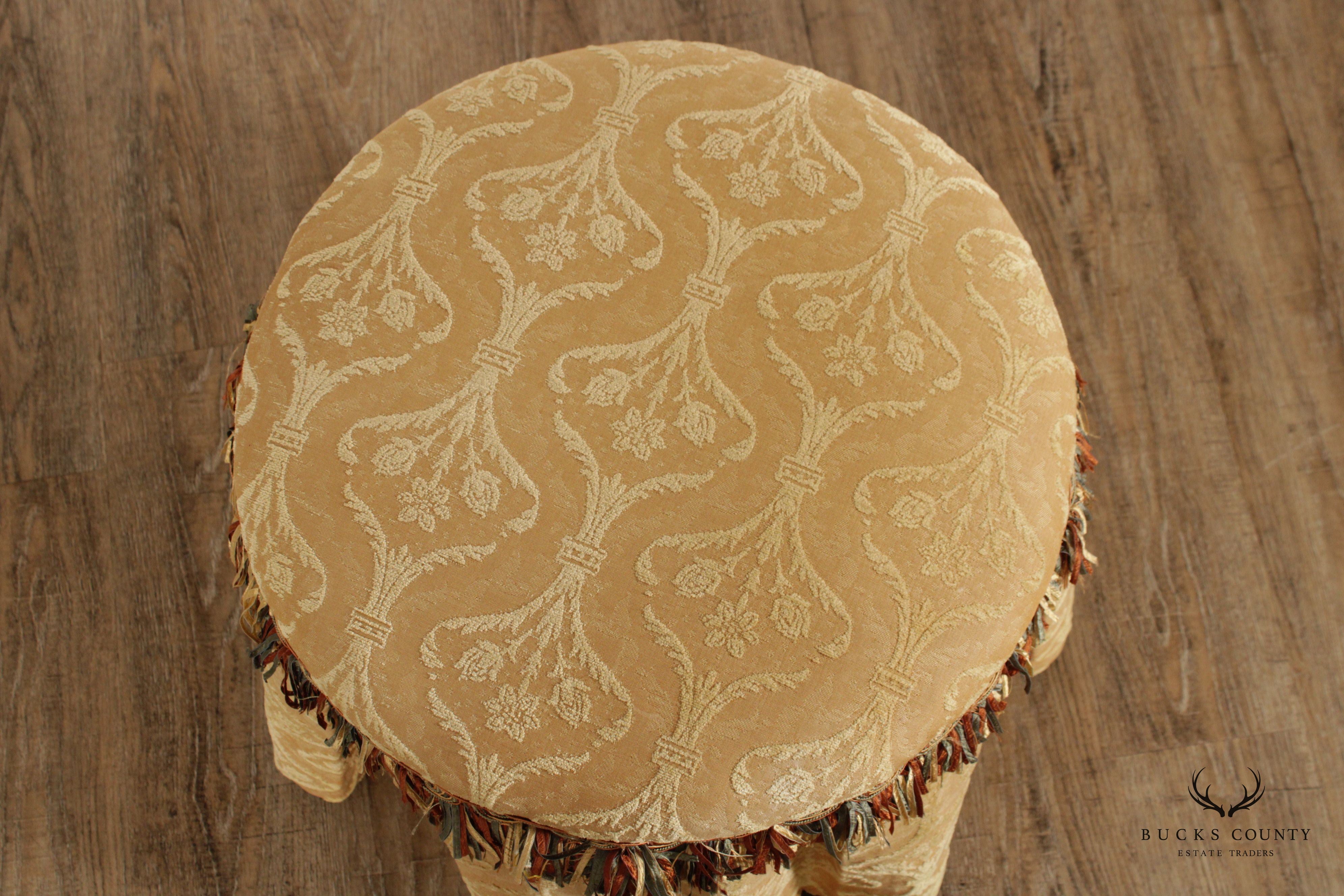 Traditional Custom Upholstered Round Vanity Stool