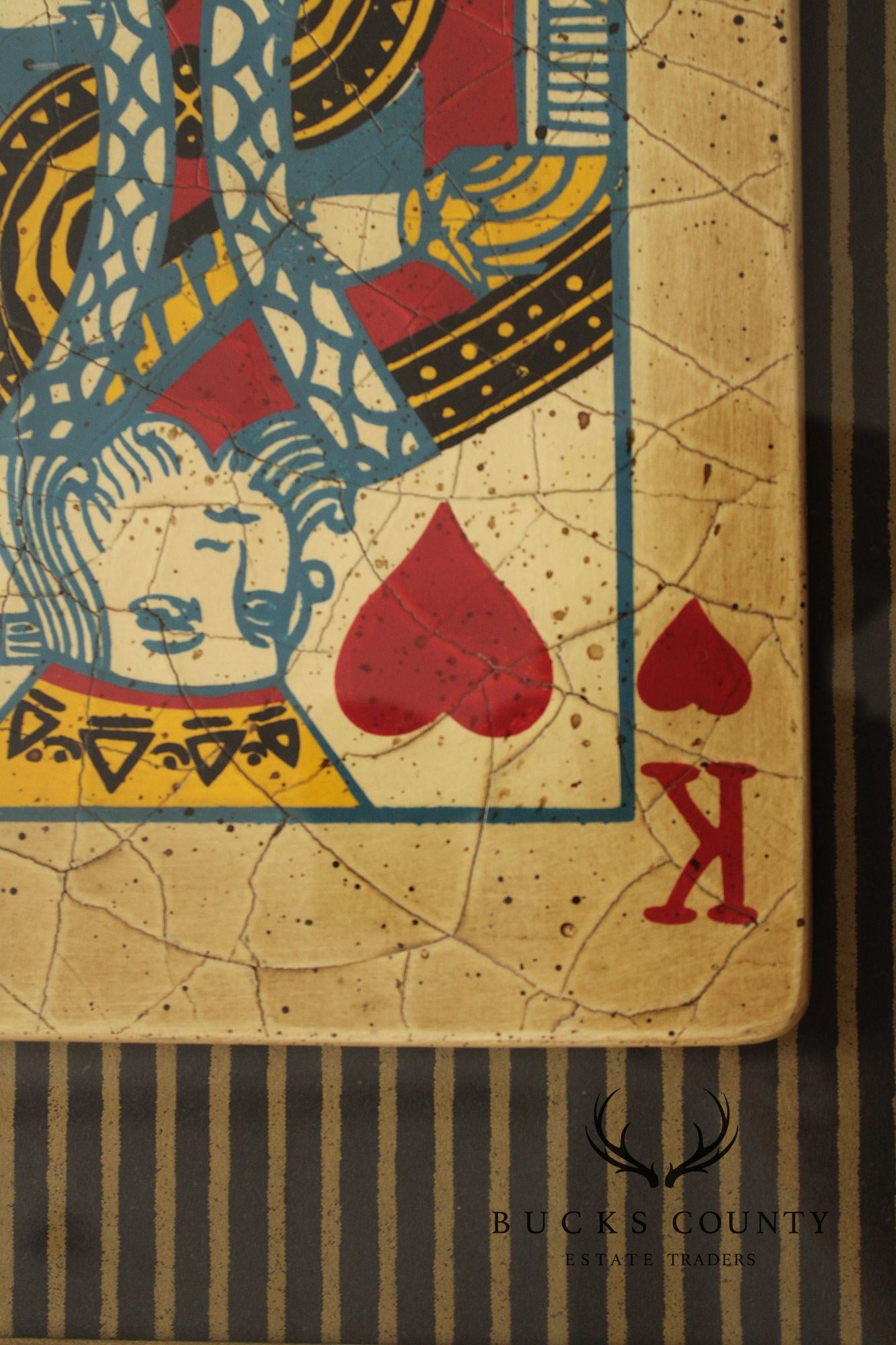 Framed Mixed Media Playing Cards, King & Queen of Hearts