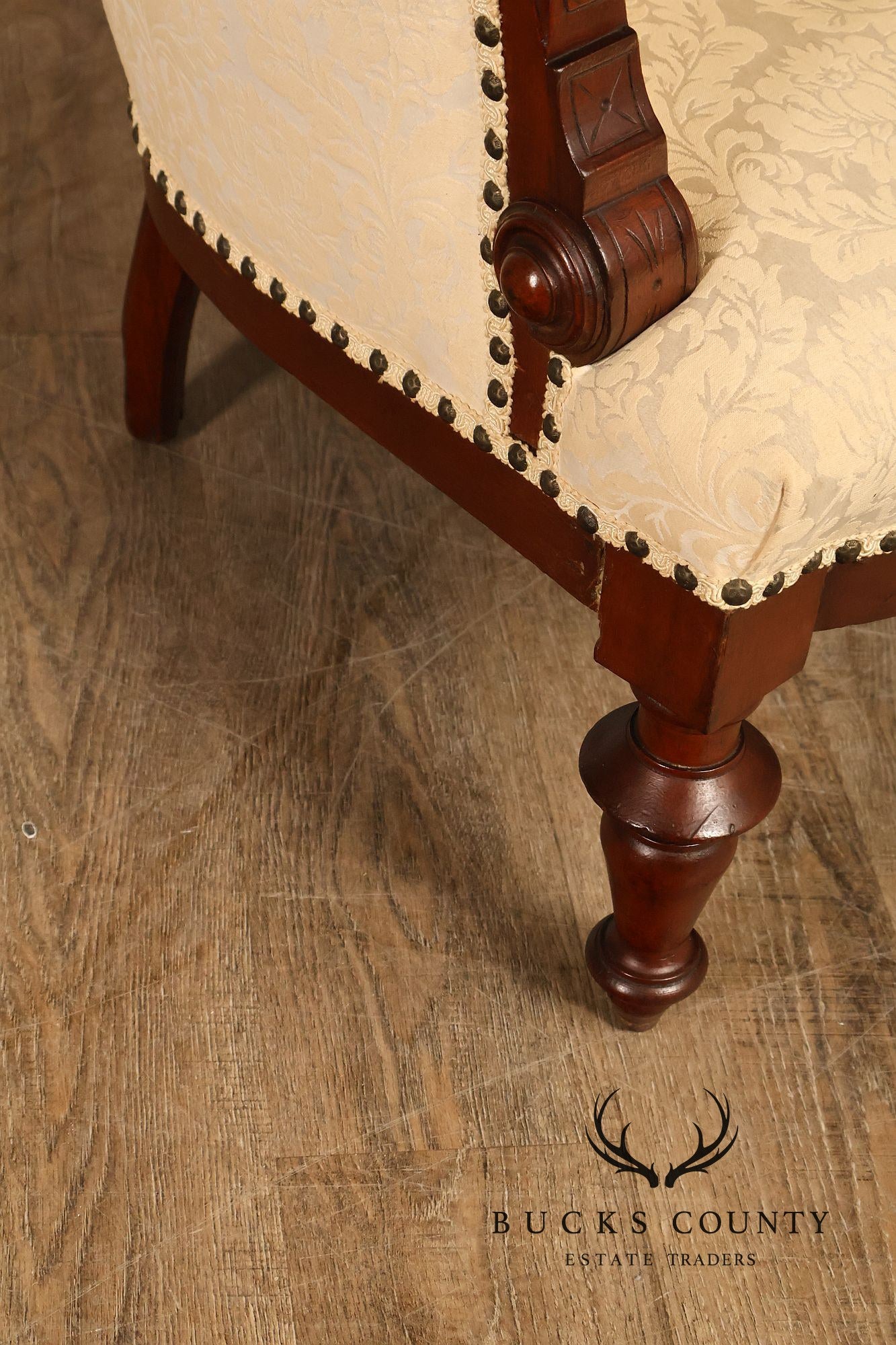 Antique Victorian Carved Walnut Parlor Armchair