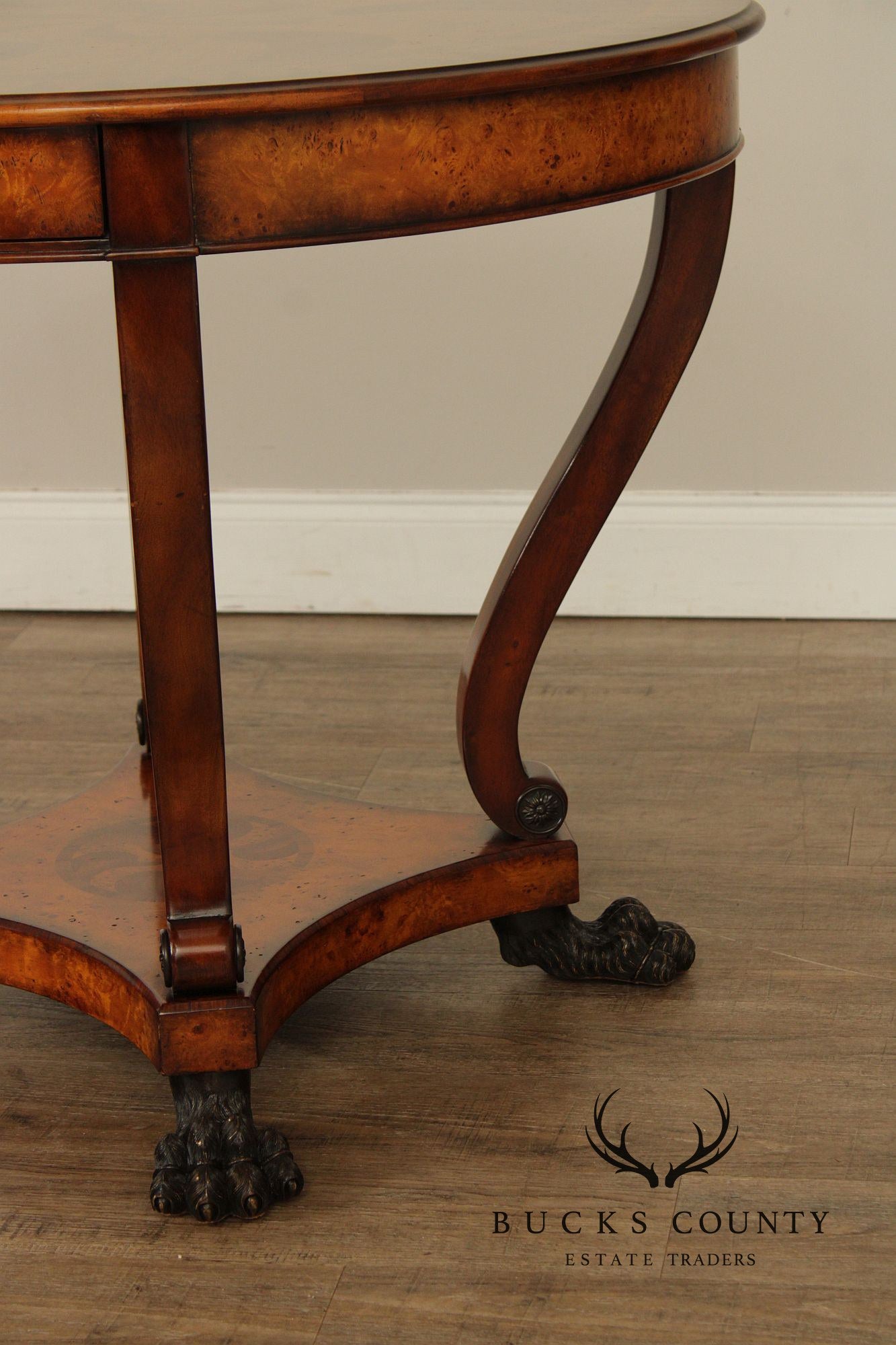 Theodore Alexander Round Inlaid Burlwood Center Table