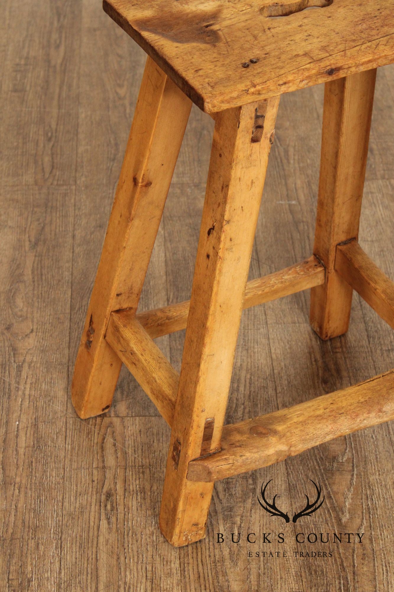 Antique English Pine Stool