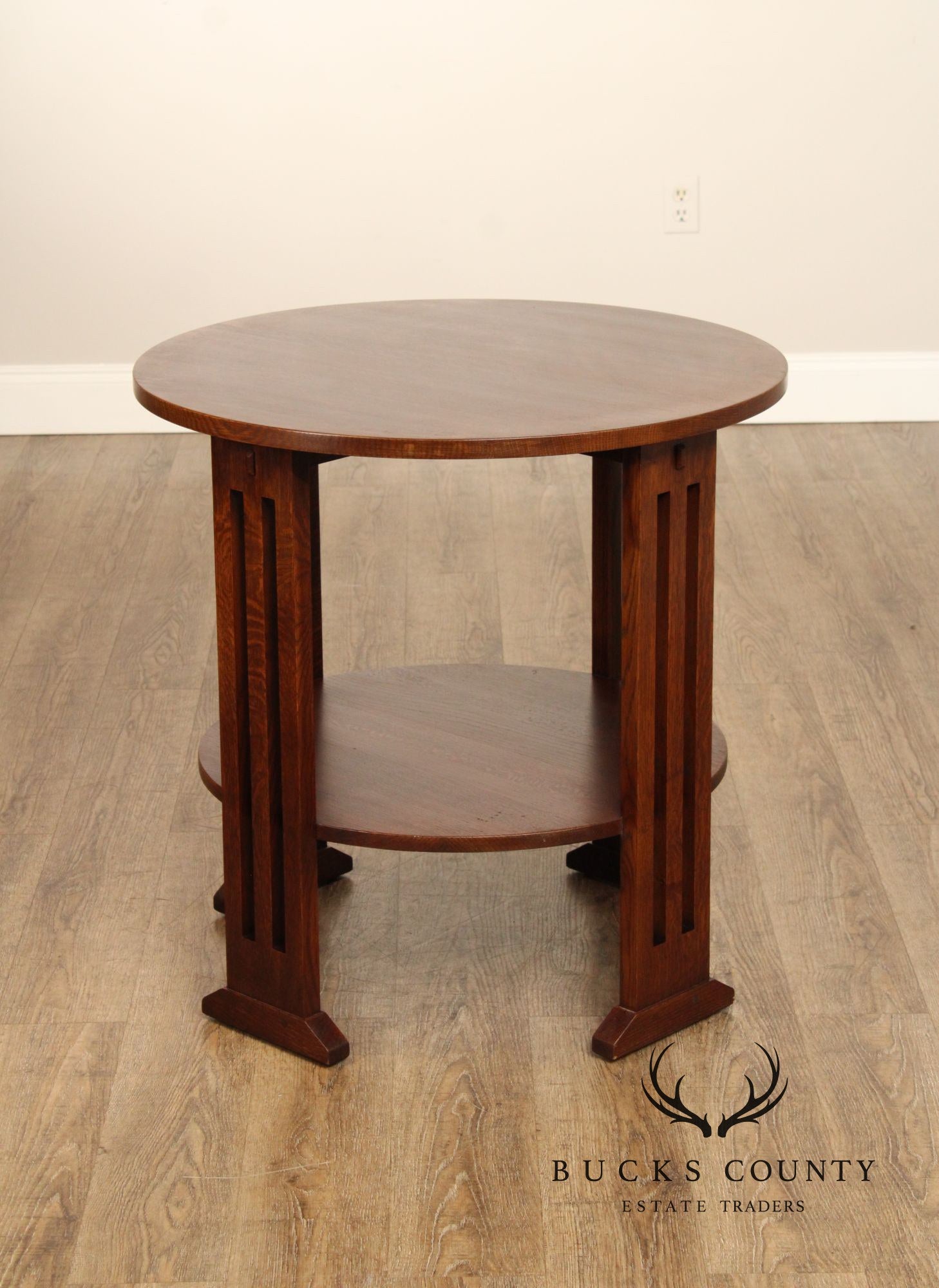 Stickley Mission Collection Oak Round Lamp Table