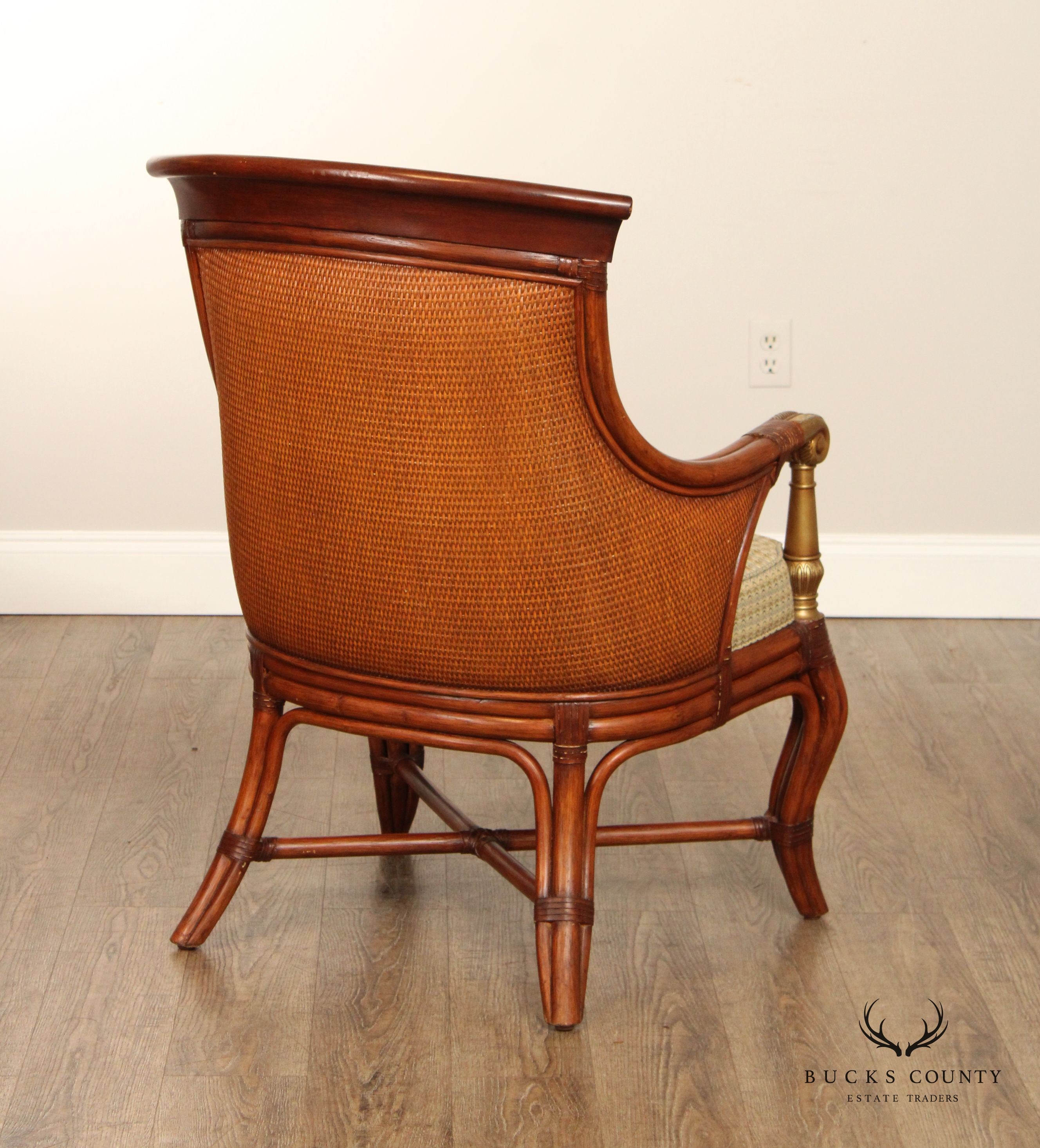 Ethan Allen British Colonial Style Rattan 'Bermuda' Armchair