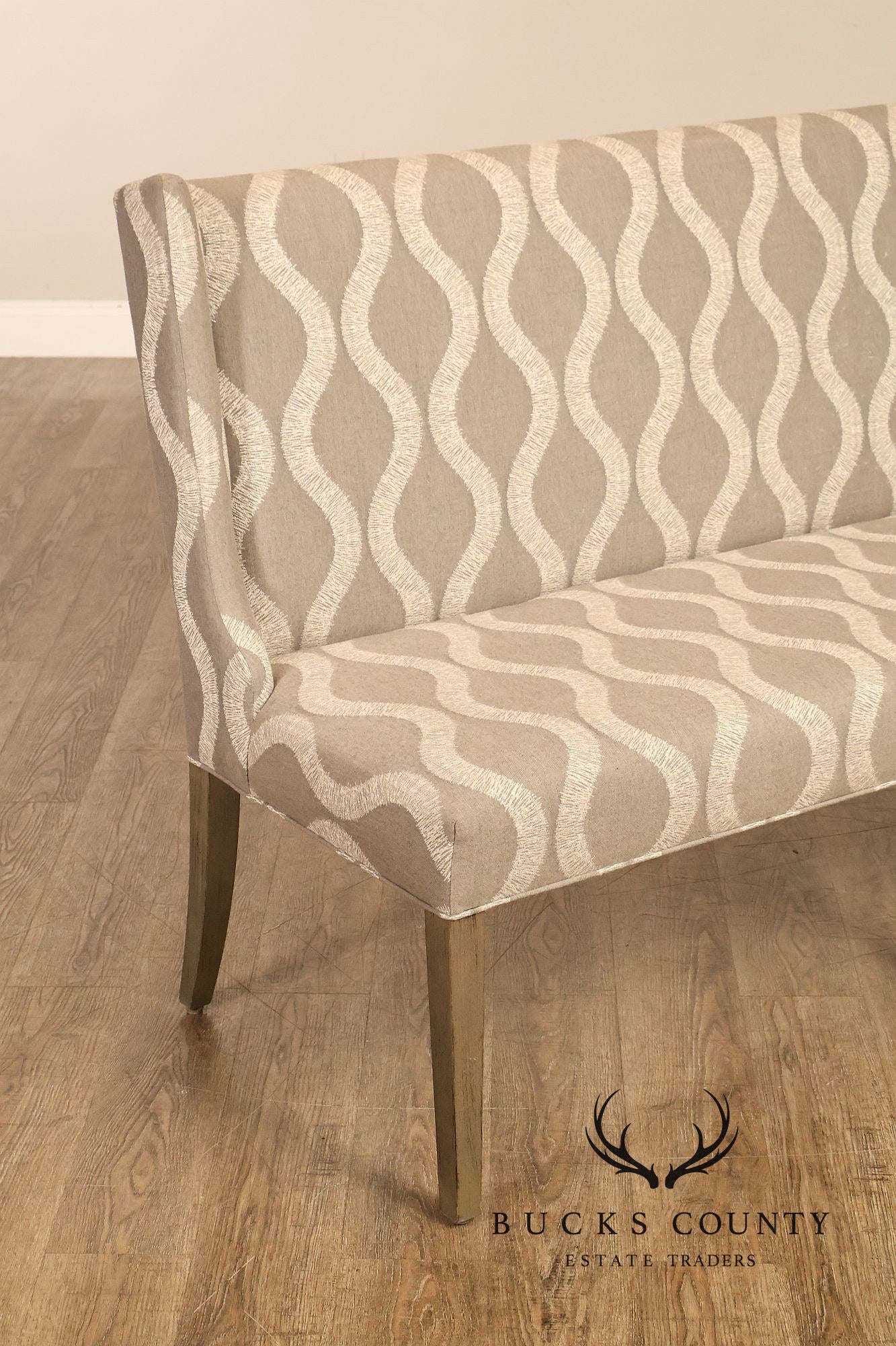 Bassett Brooke Collection Wing Back Banquette Geometric Upholstered Bench