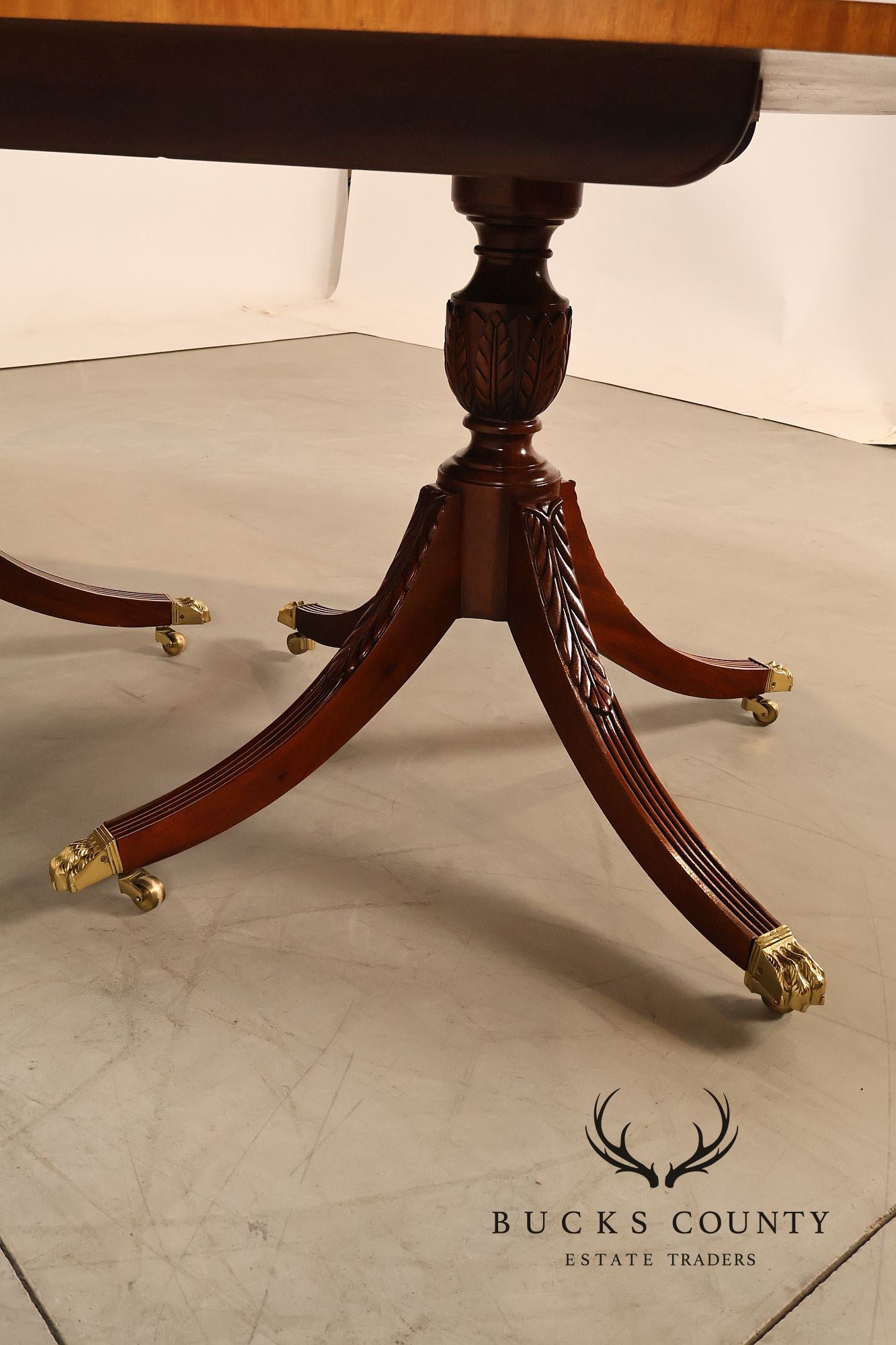 Councill Furniture Banded Mahogany Double Pedestal Dining Table