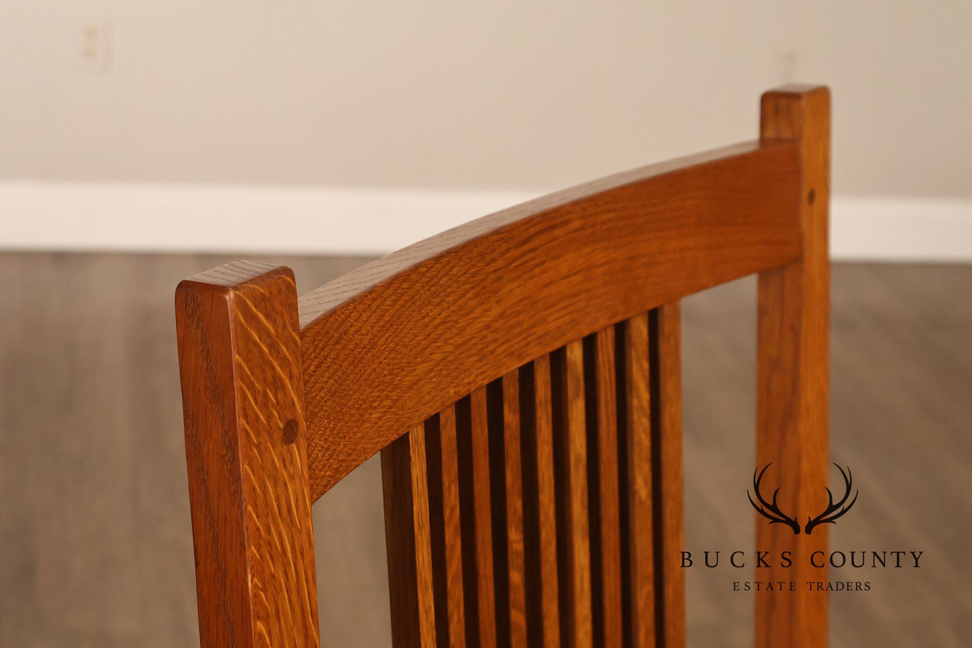 Stickley Mission Collection Set Of Six Oak High Back Spindle Dining Chairs
