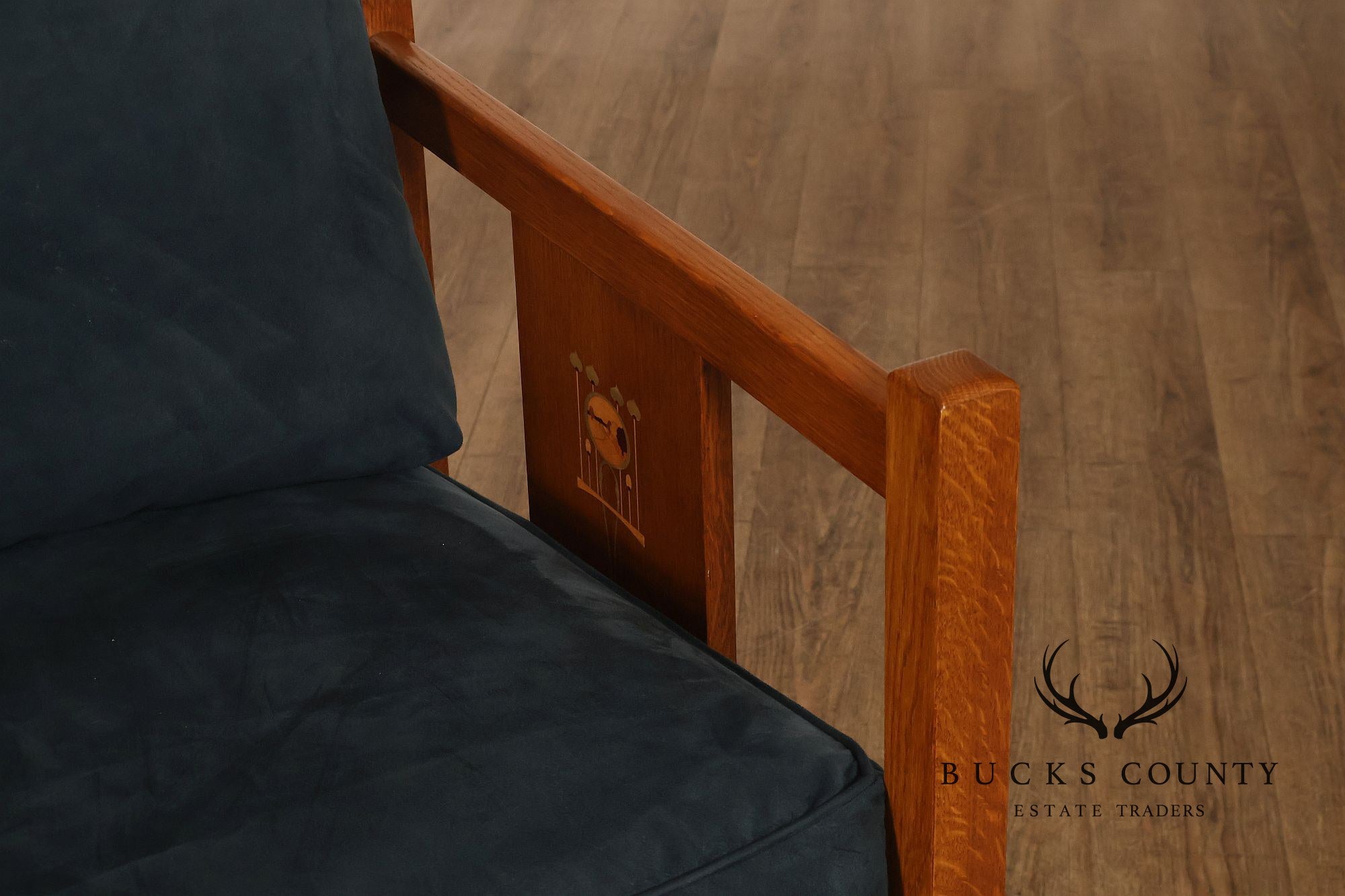 Stickley Mission Harvey Ellis Pair Of Inlaid Cube Chairs