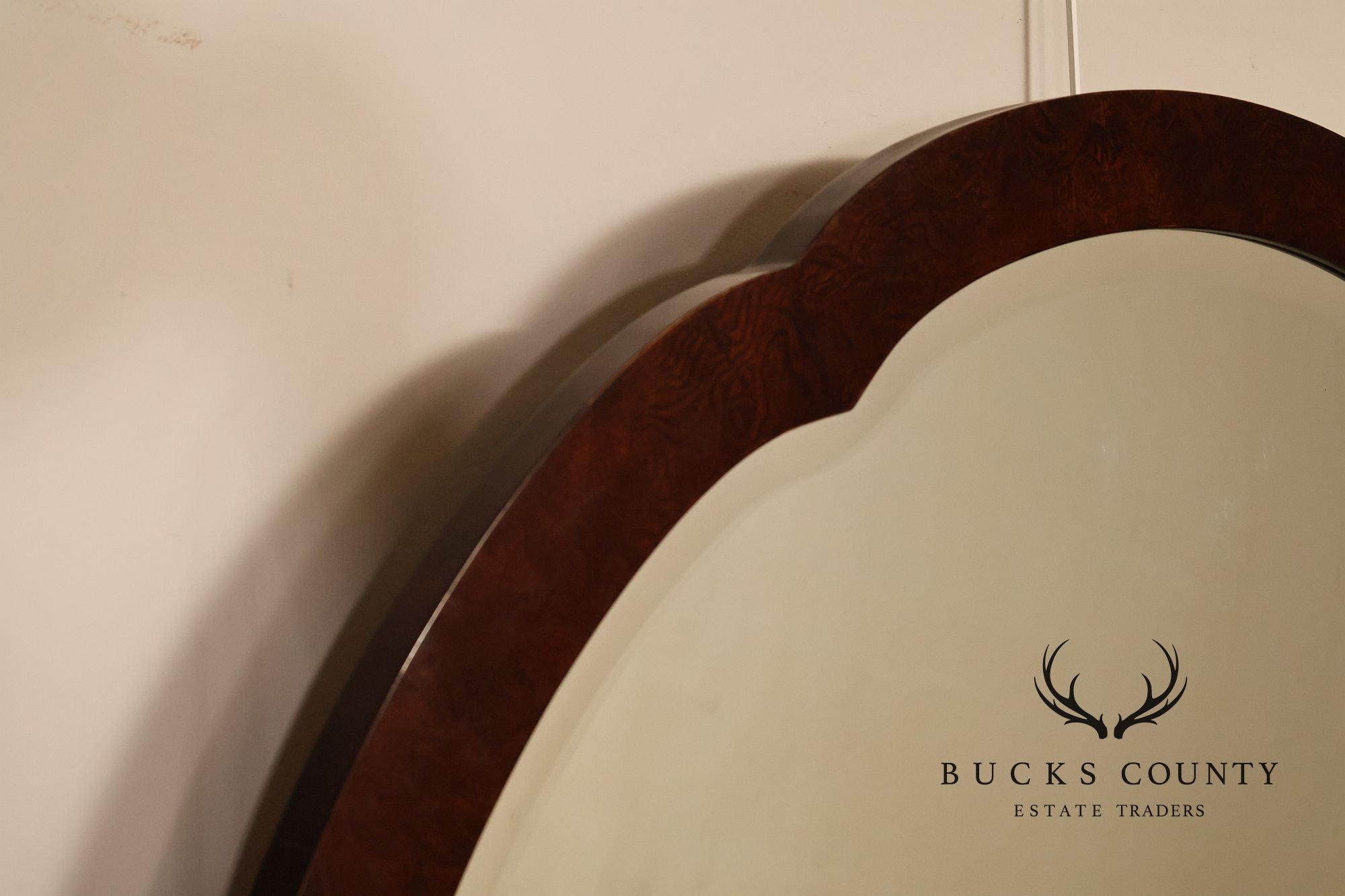 Hickory White Mahogany Art Deco Style Vanity Desk With Mirror
