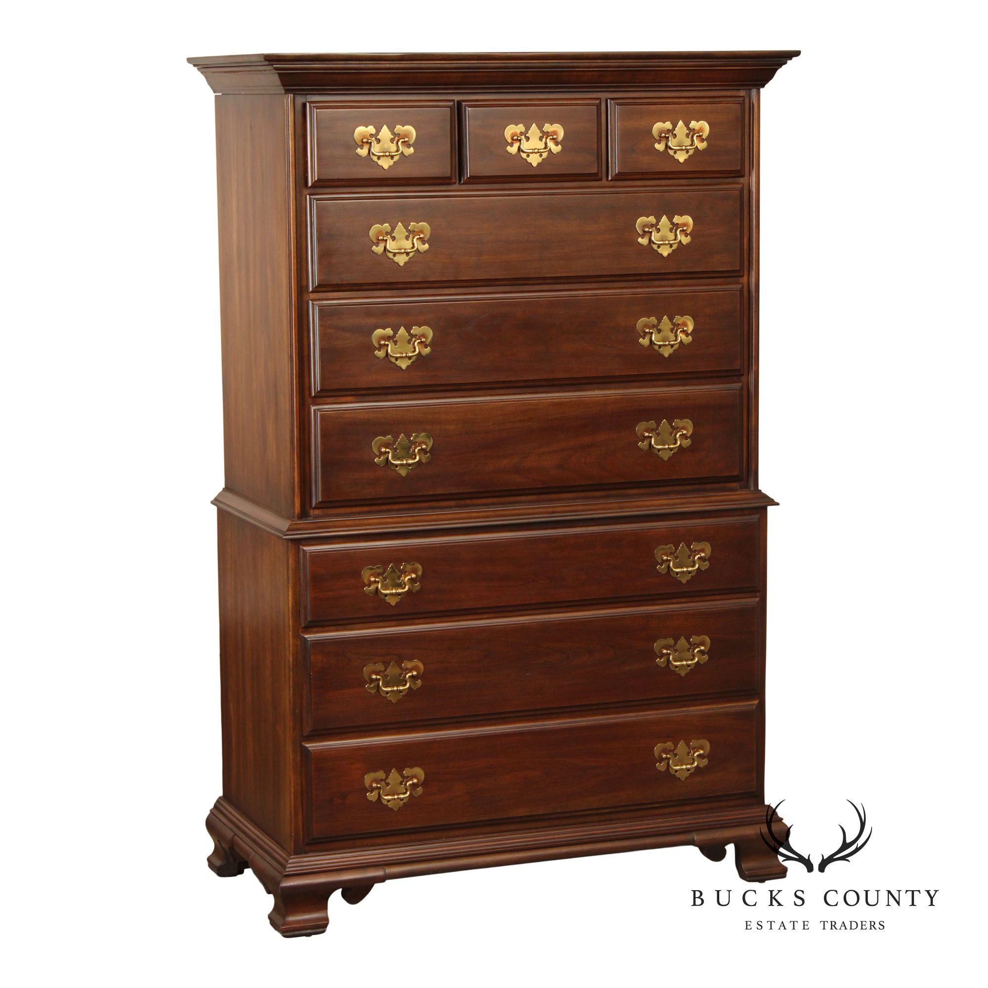 Harden Chippendale Style Vintage Cherry Chest on Chest