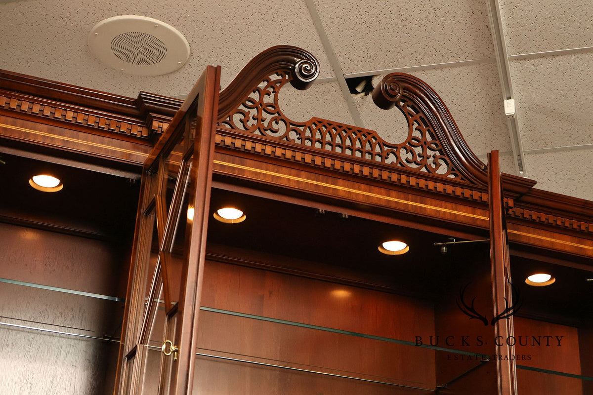 Councill Georgian Style Banded Mahogany Breakfront Bookcase