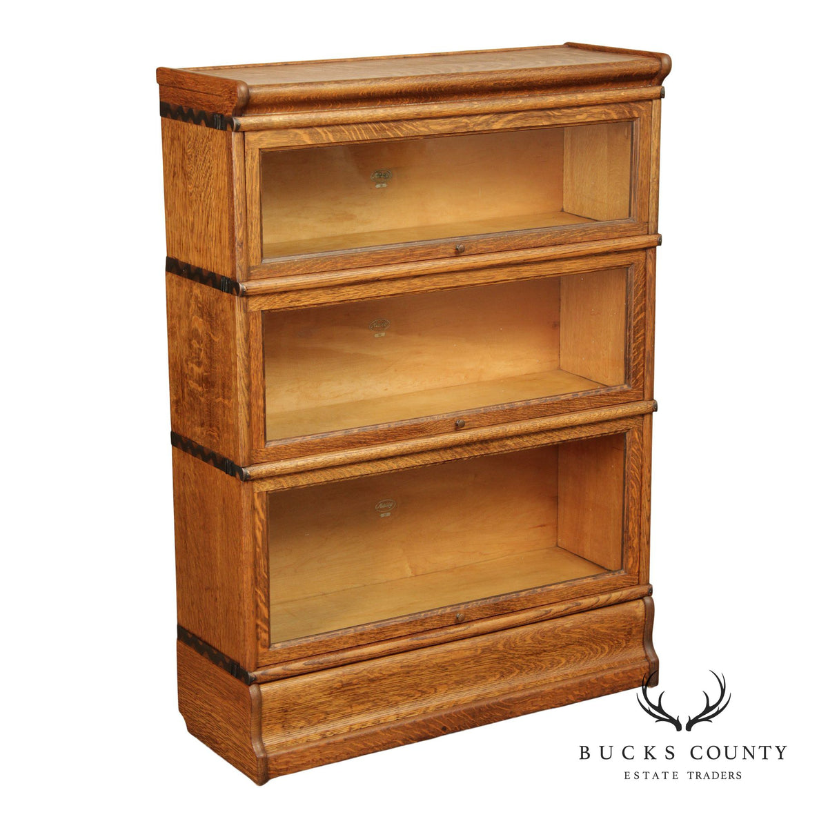 Antique Macey Oak Three Stack Barrister Bookcase