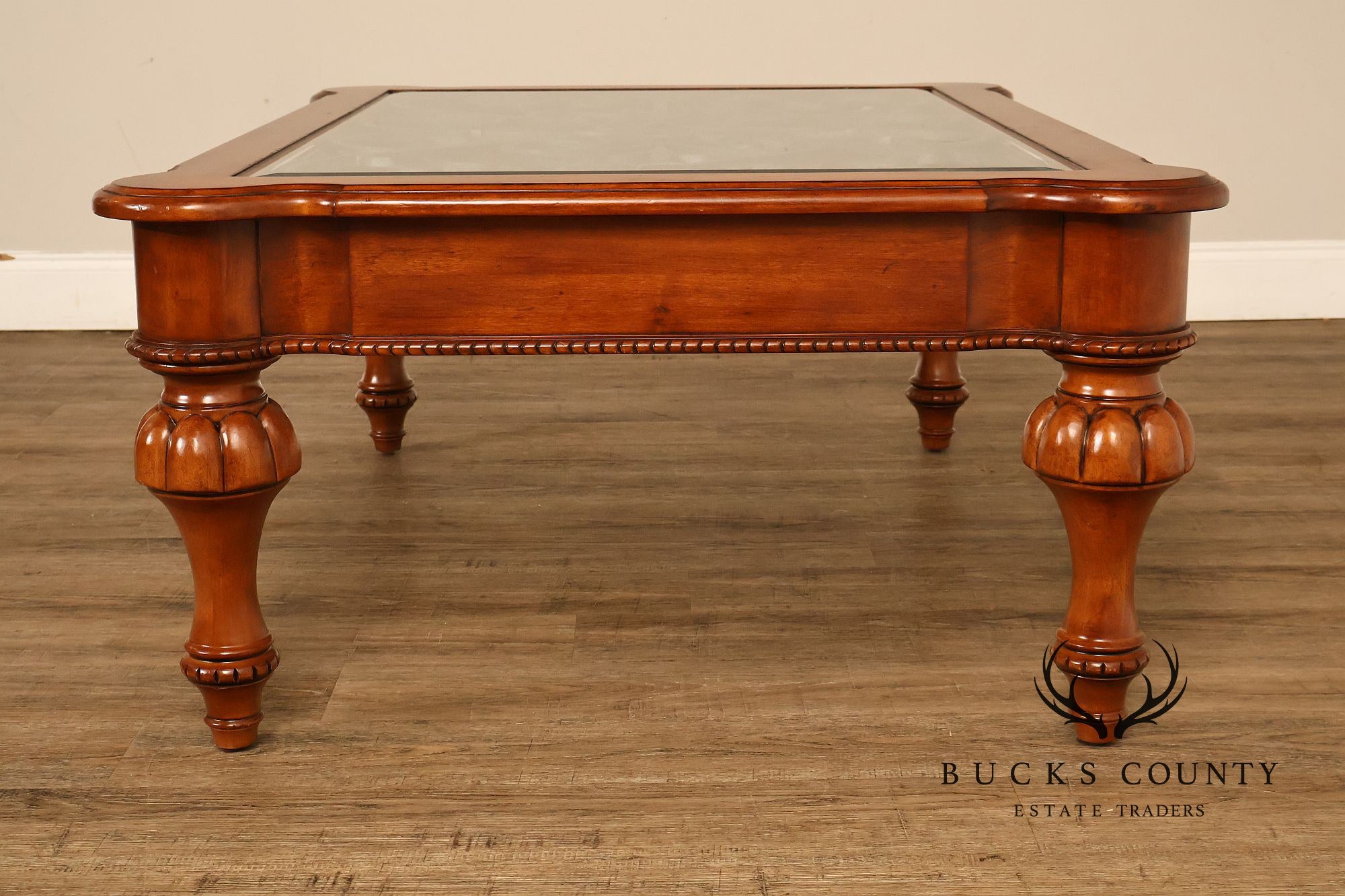 Ethan Allen Tuscany Glass Top Coffee Table With Iron Scroll Base