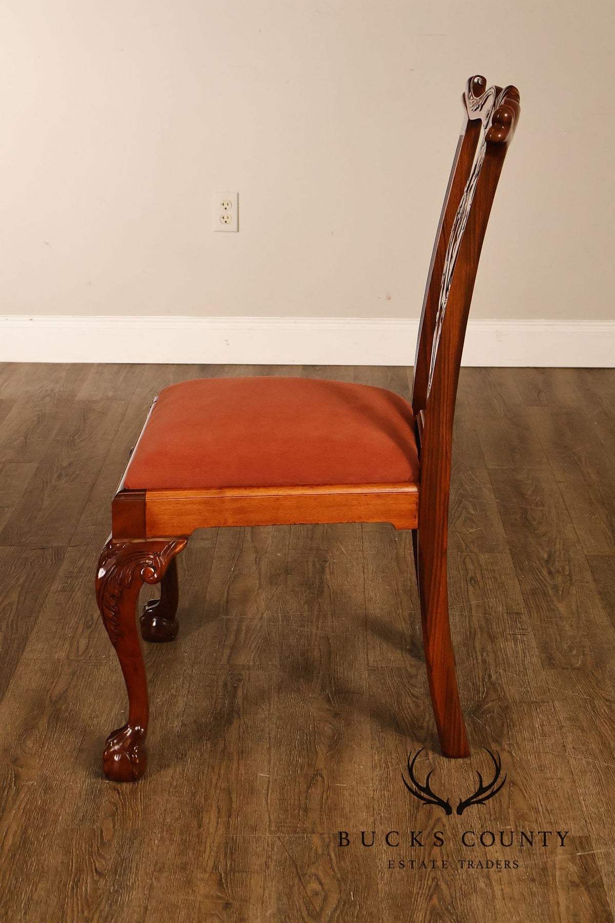 Chippendale Style Set Of 4 Carved Mahogany Side Dining Chairs