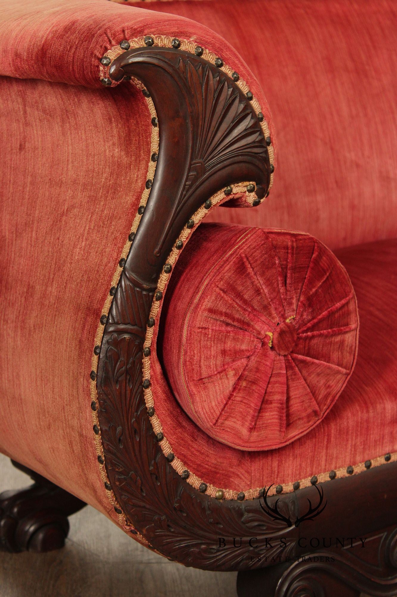 Antique Empire Carved Mahogany Swan Sofa