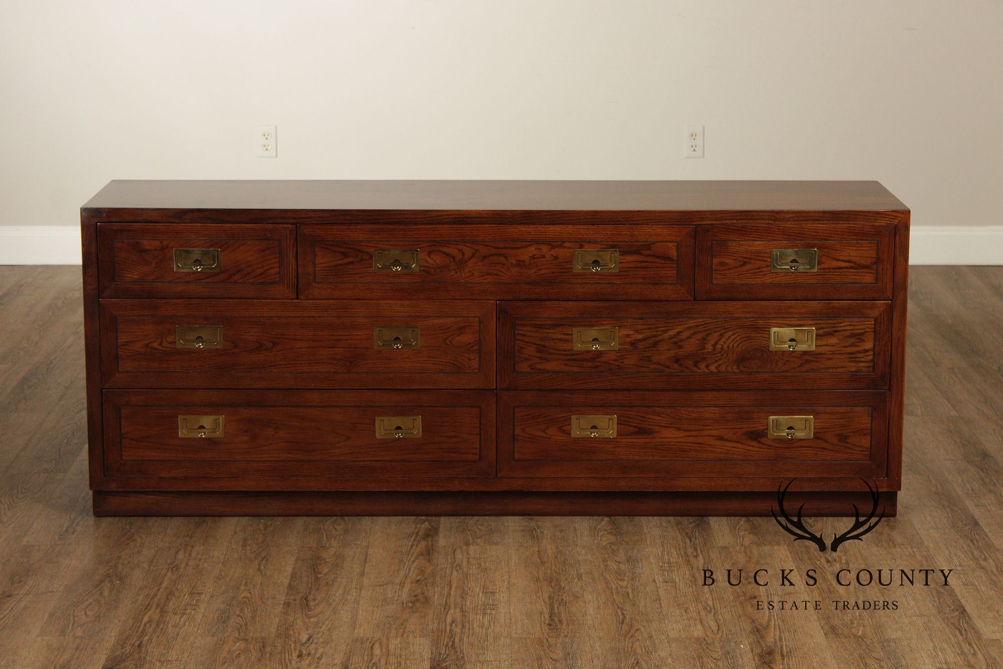 Henredon Campaign Style Seven-Drawer Dresser