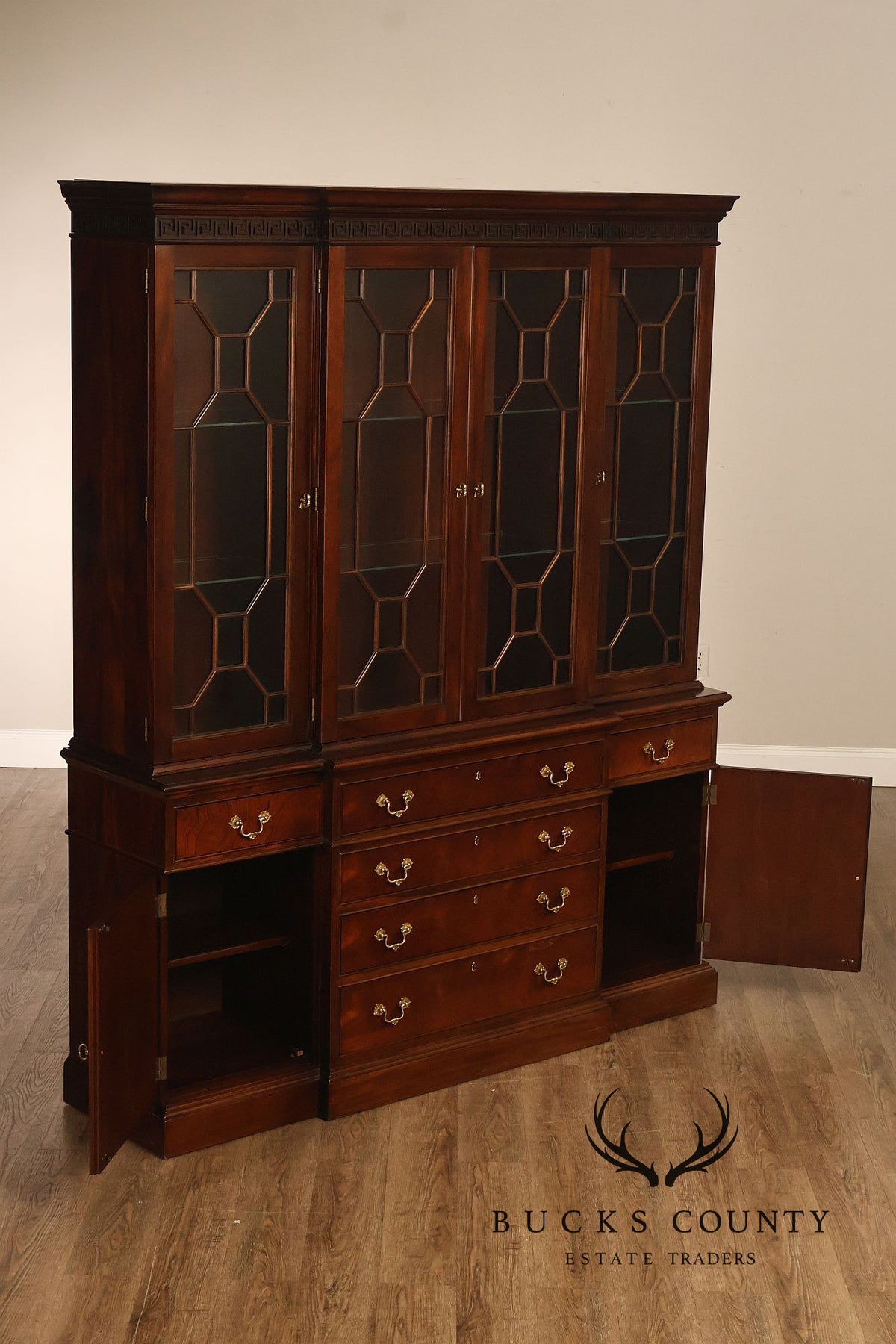 Stickley Georgian Style Mahogany Bookcase Breakfront