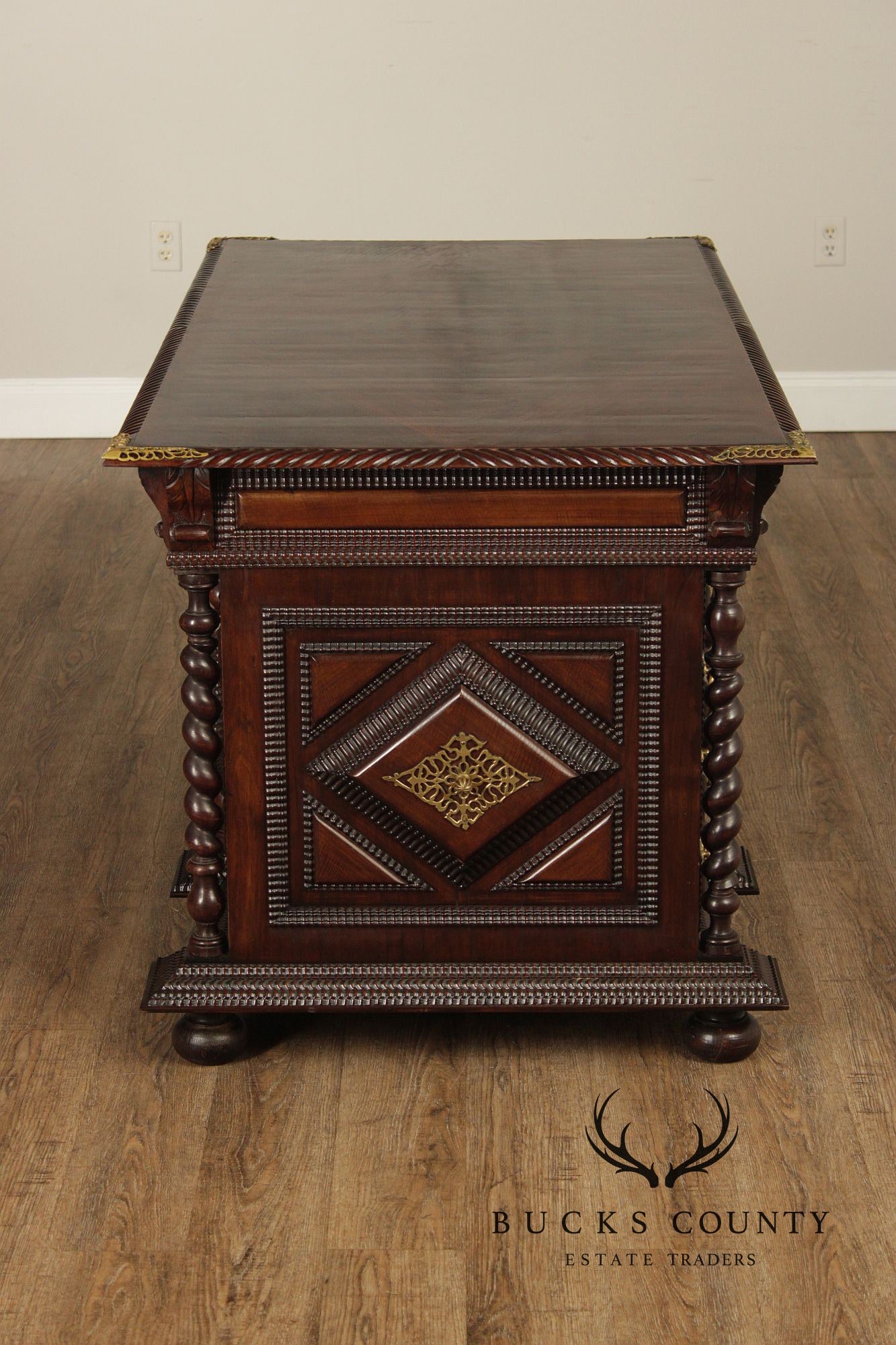 Antique Anglo Indian Carved Executive Desk