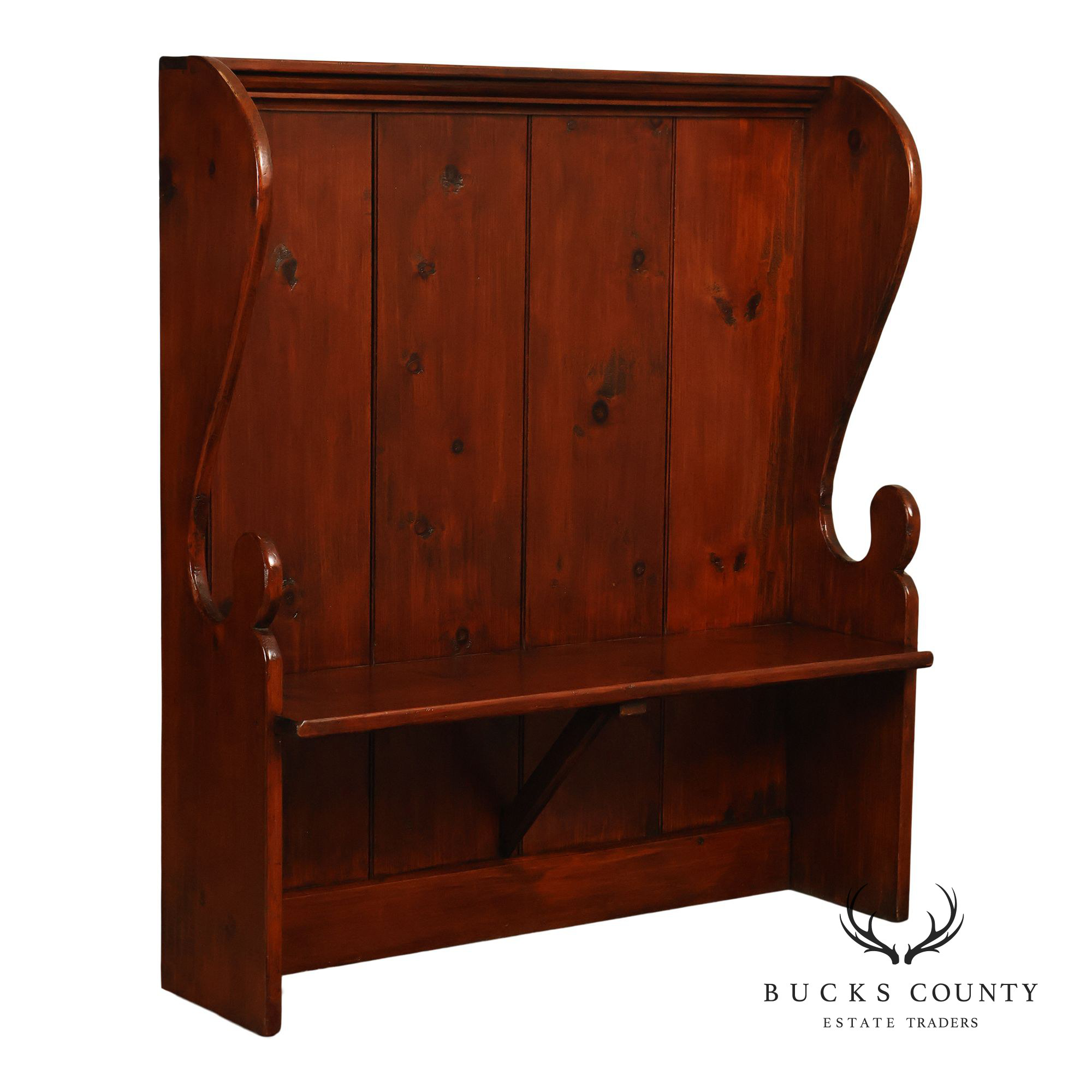 Primitive Style Custom Pine High Back Bench
