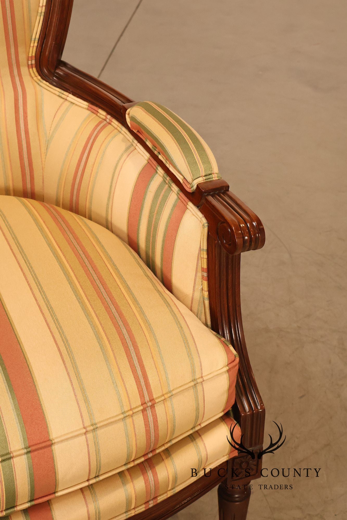 Sherrill Furniture French Louis XVI Style Pair of Bergere Armchairs