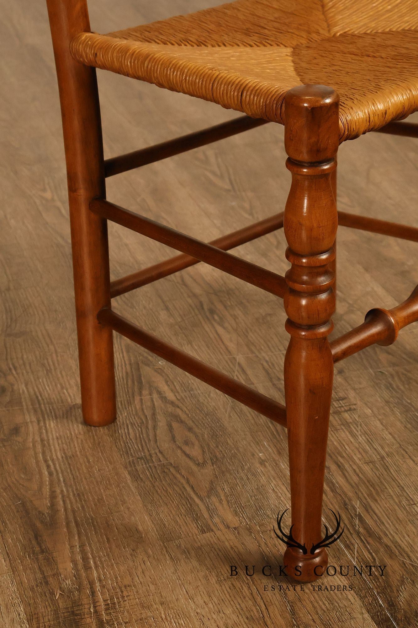 Vintage Set Of 12 Maple Rush Seat Ladderback Dining Chairs