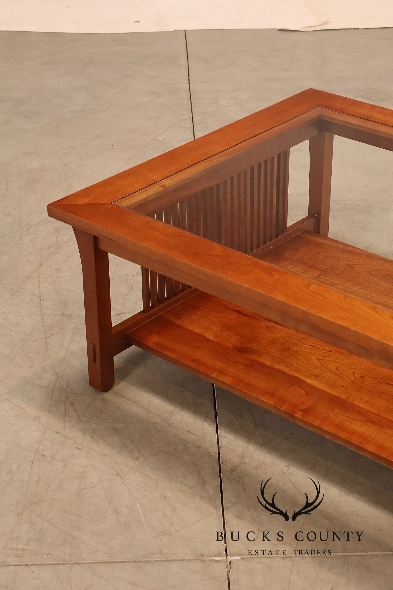 Stickley Mission Collection Glass Top Cherry Cocktail Table