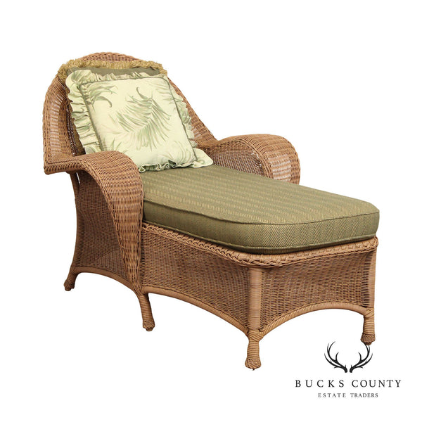 Victorian Style Woven Wicker Patio Chaise Lounge