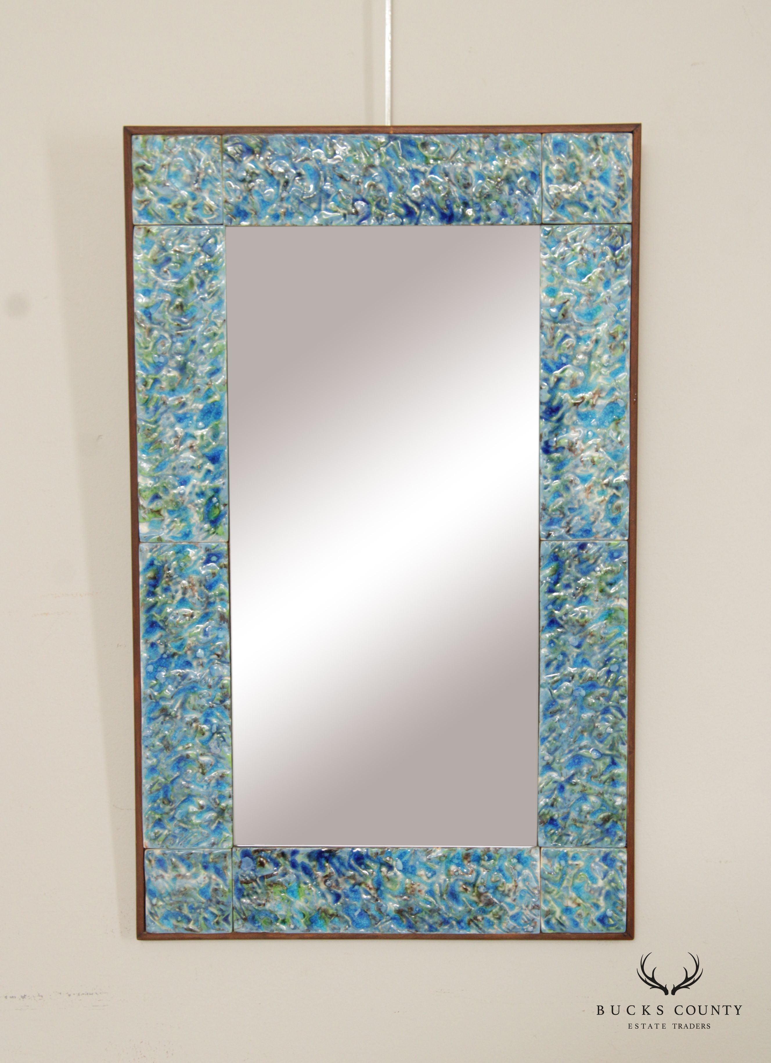 Mid Century Modern Tile Frame Wall Mirror