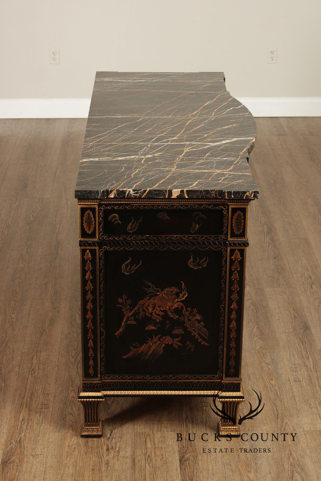EJ Victor Newport Historic Collection Chinoiserie Marble Top Sideboard