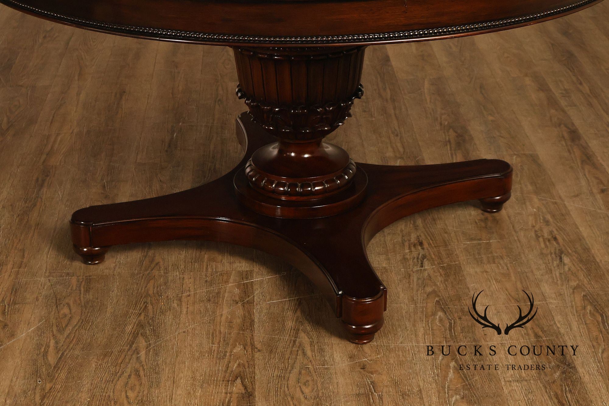Empire Style 54" Round Mahogany Expandable Pedestal Dining Table